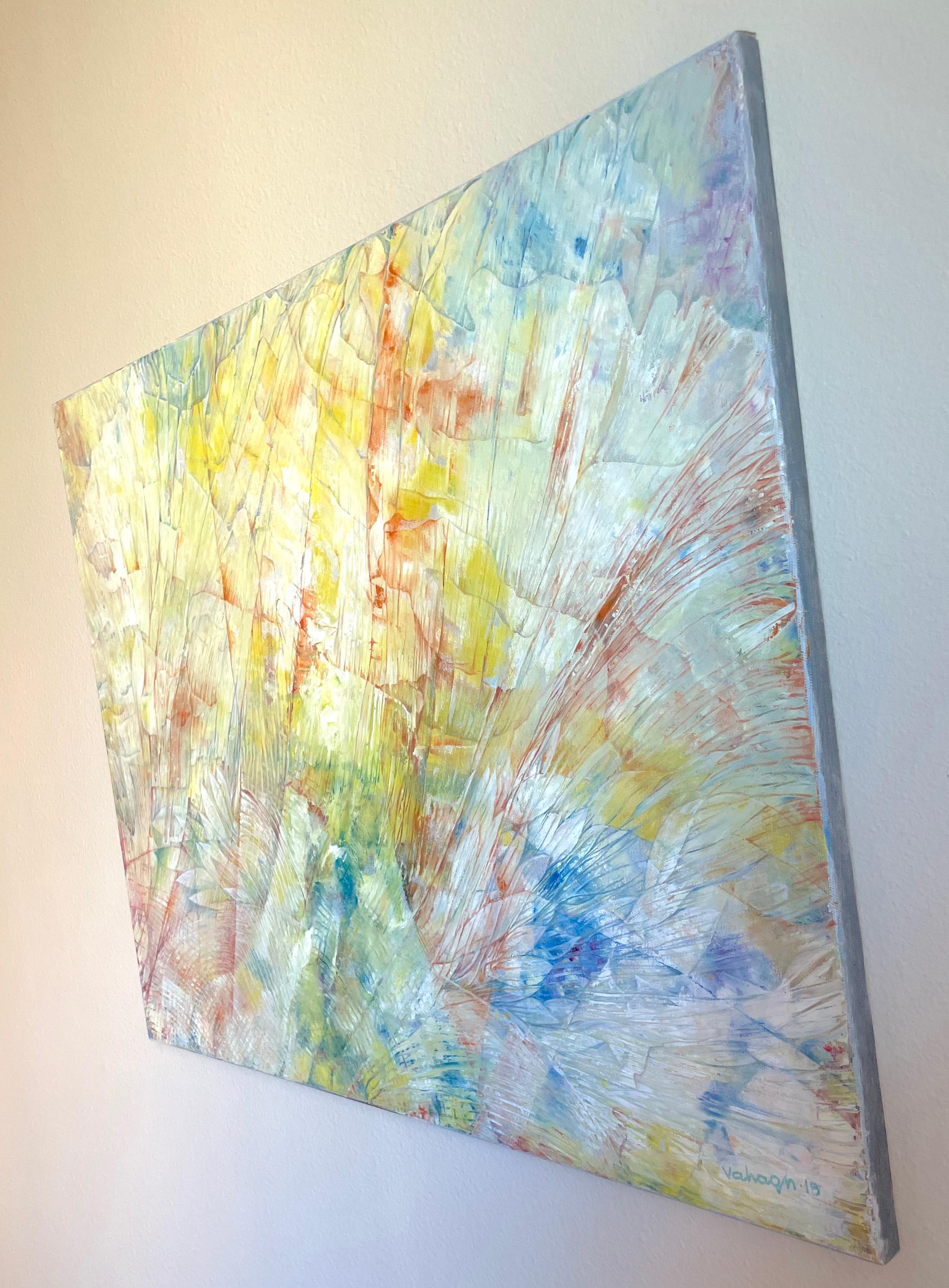 New Beginnings, Arte astratta, Pittura ad olio originale, pronta da appendere - Abstract Painting Grigio di Vahagn Ghaltaghchyan