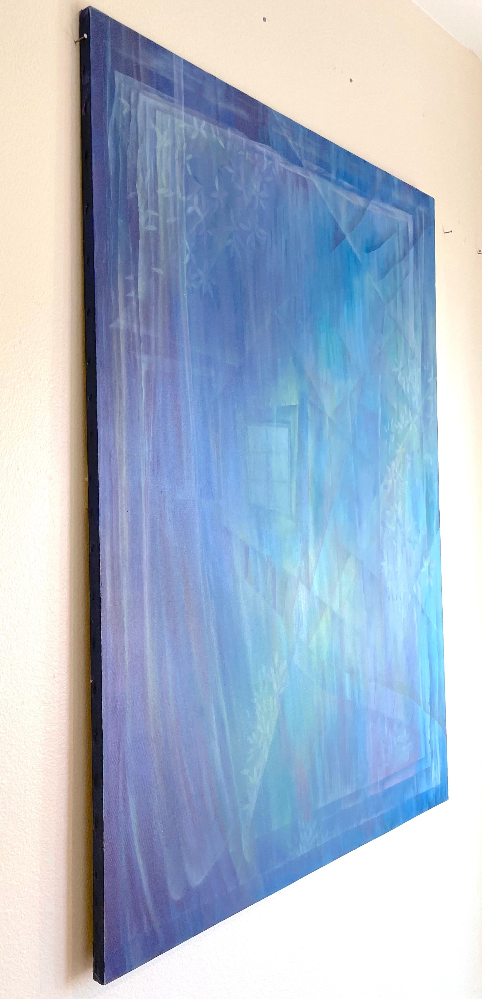 Our home, Abstract, blue, Original oil Painting, Ready to Hang For Sale 2