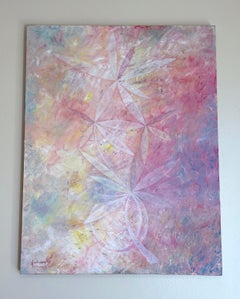 Pink Bloom, abstrait, peinture à l'huile originale, prête à être accrochée
