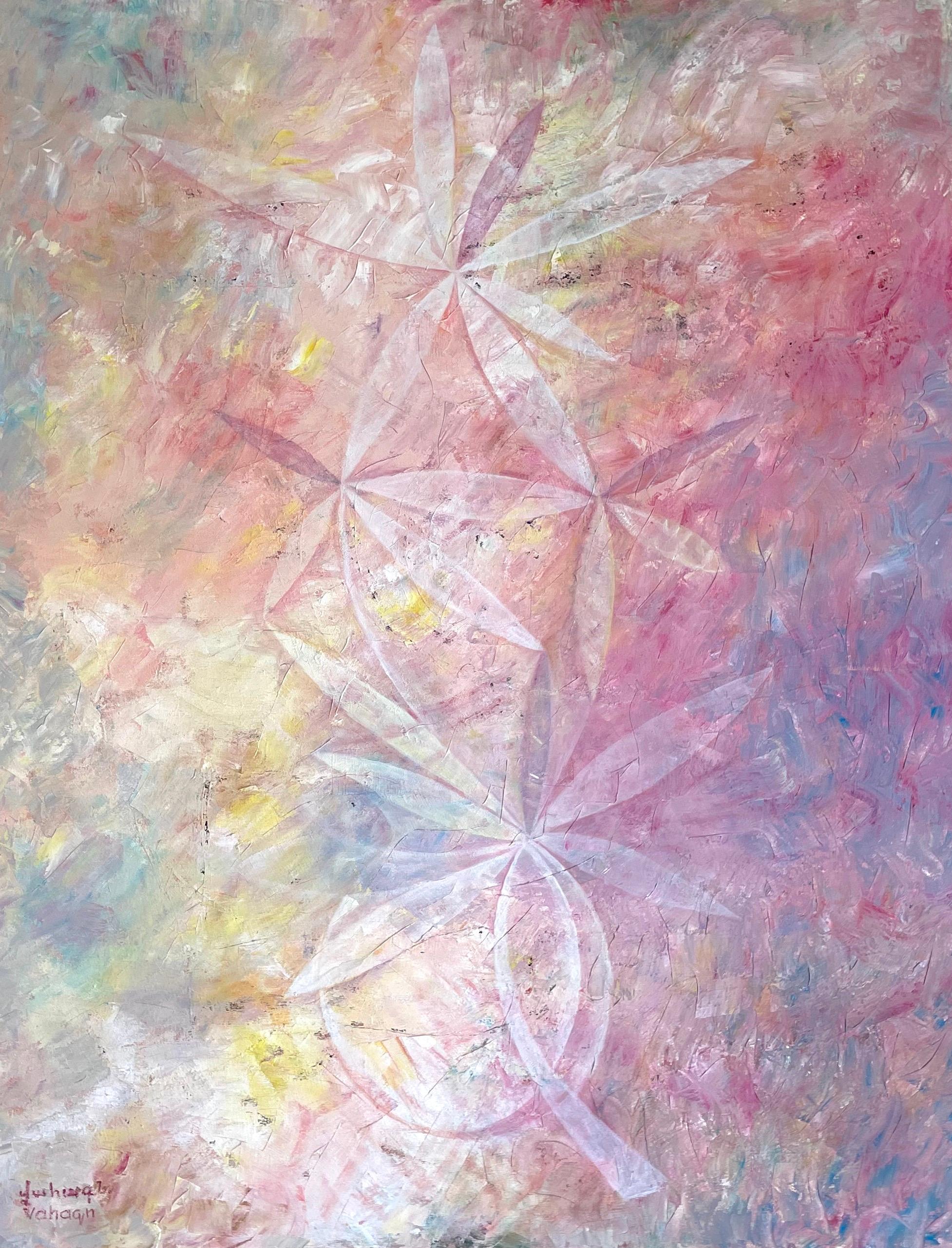 Vahagn Ghaltaghchyan Abstract Painting - Pink Bloom, Abstract, Original oil Painting, Ready to Hang