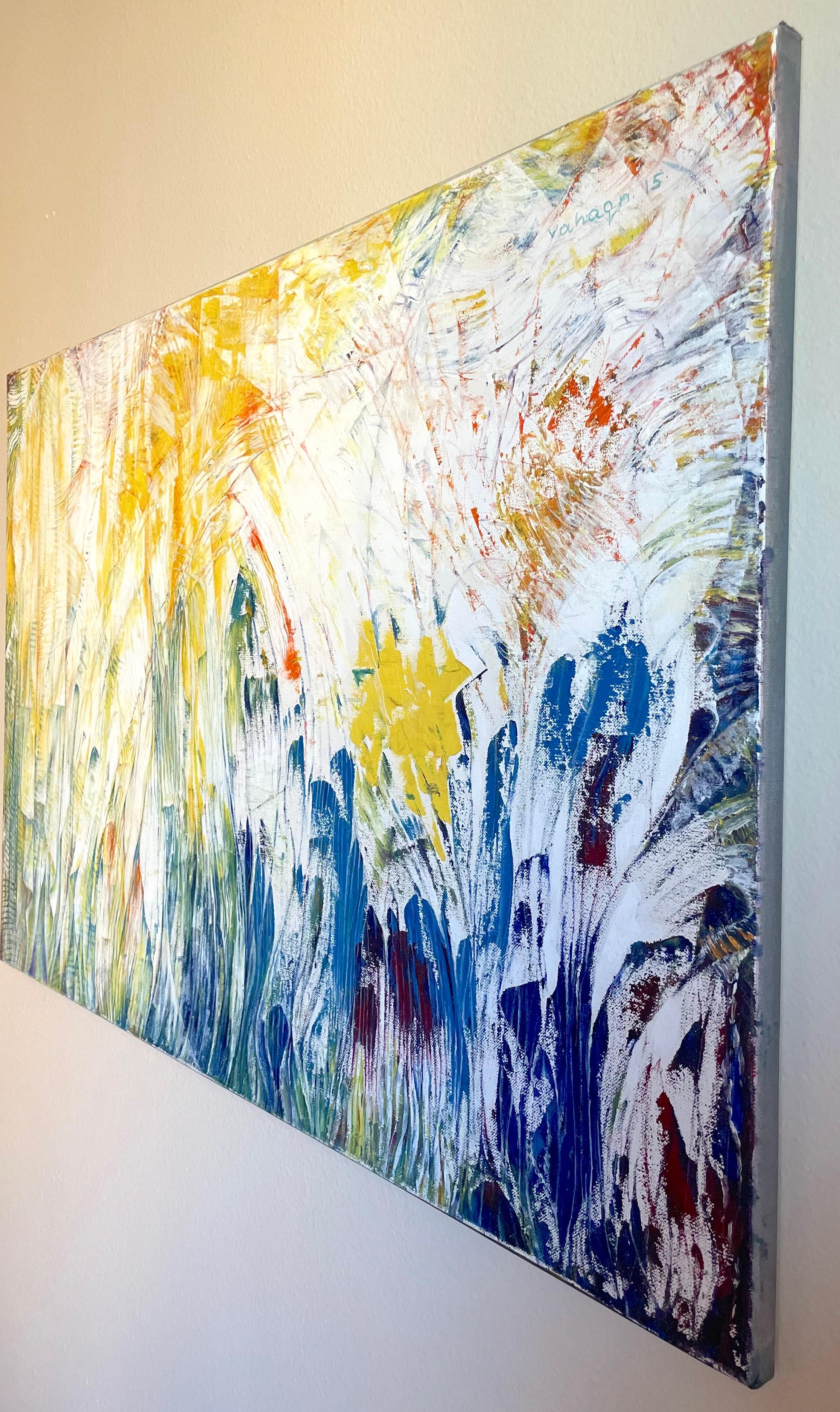 Campi di primavera, Astratto, Pittura a olio originale, pronta da appendere - Painting di Vahagn Ghaltaghchyan