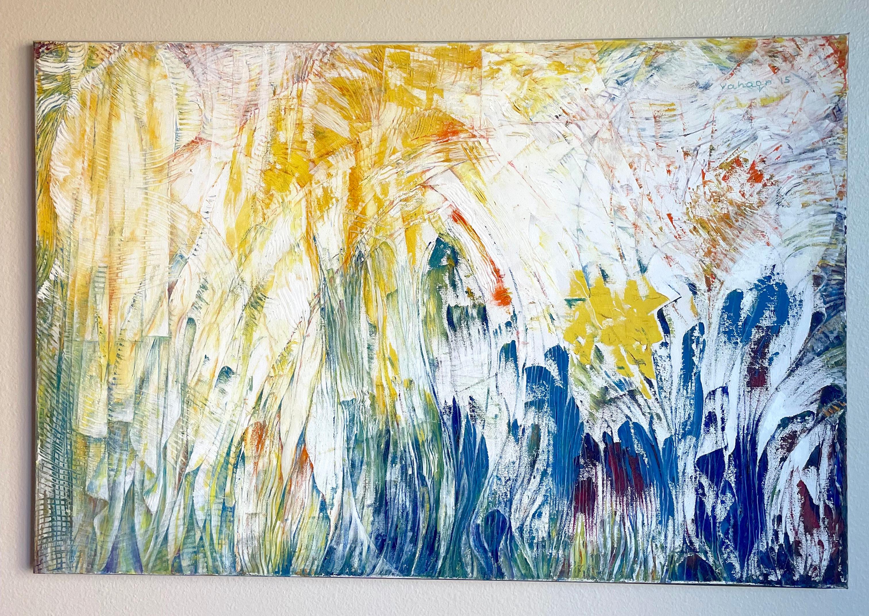 Spring Fields, Abstract, Original oil Painting, Ready to Hang For Sale 3