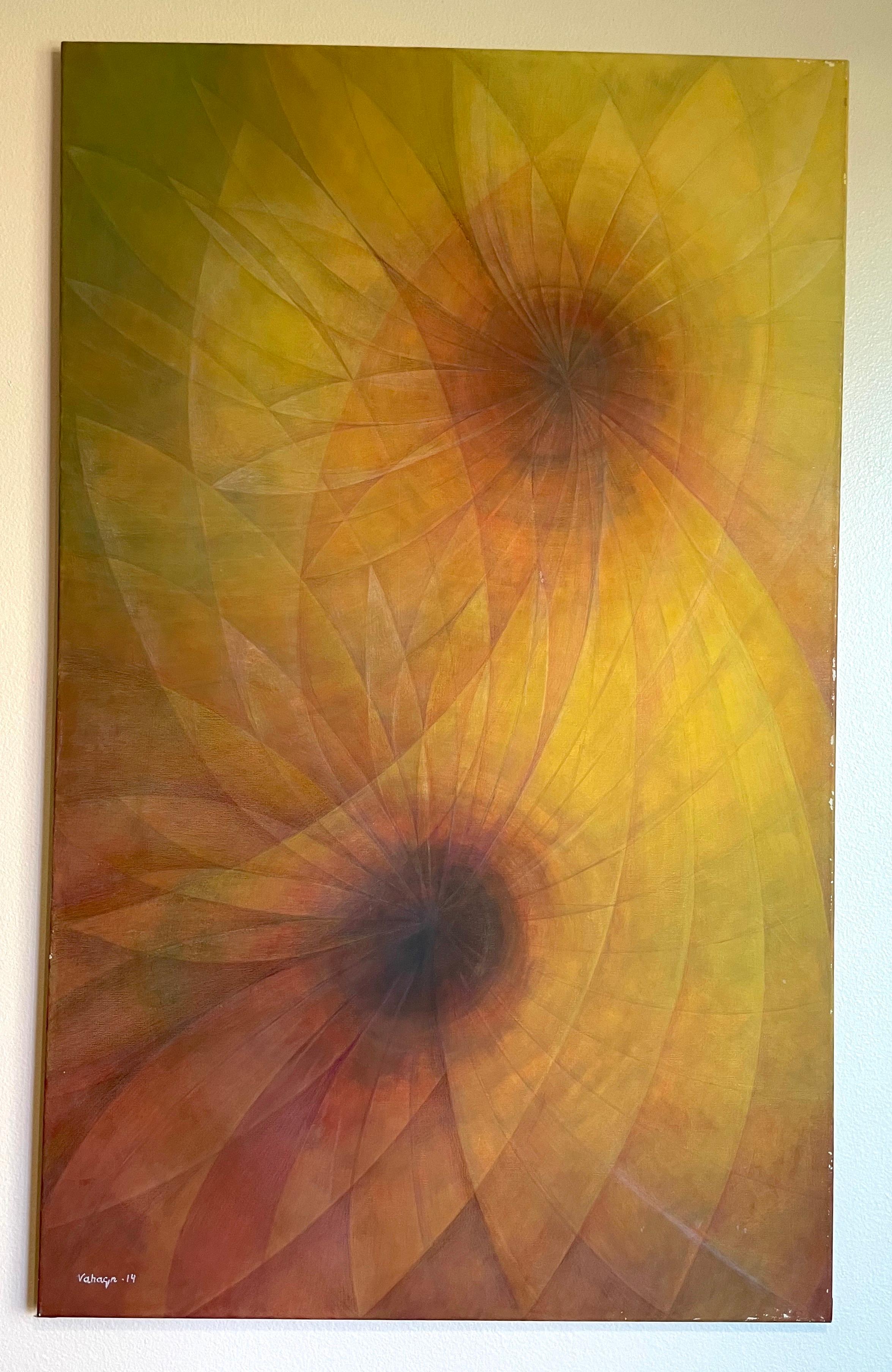Sunflower, Abstract Original Oil Painting, Ready to Hang For Sale 2