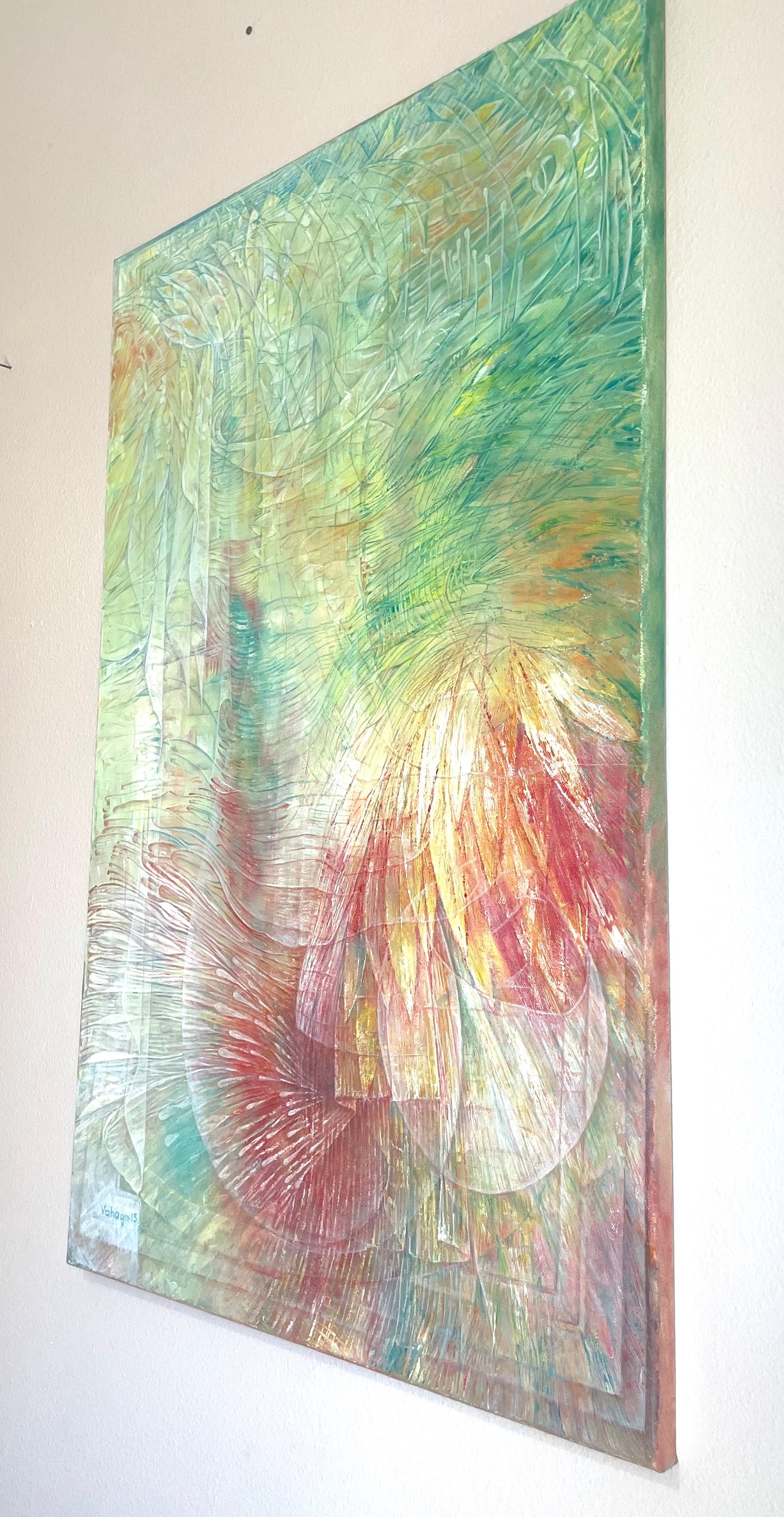 Water Lily, Abstract, Original oil Painting, Ready to Hang For Sale 3