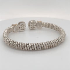 Vahan Open Bangle Bracelet with Diamonds in 14K Yellow Gold and Silver