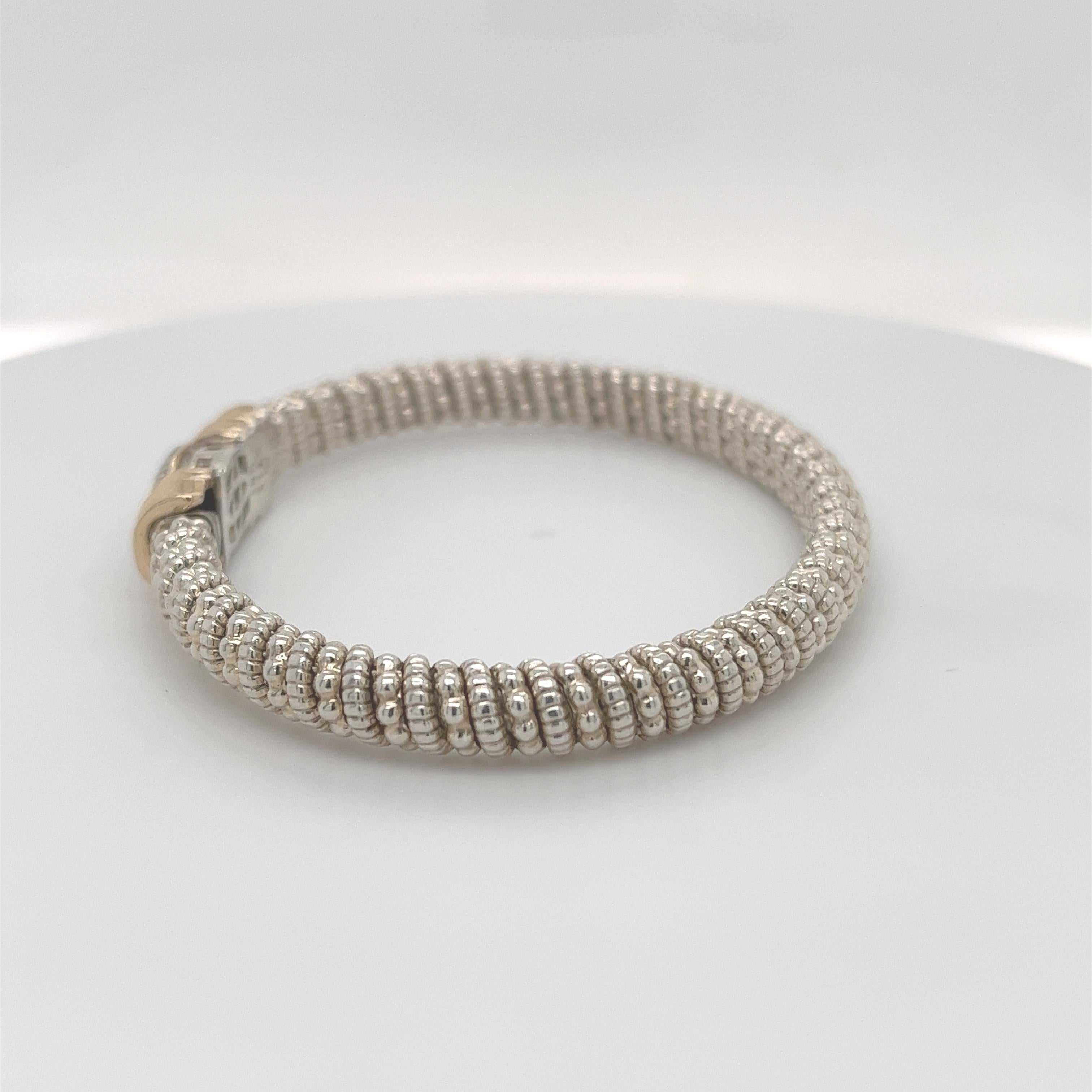 Vahan Hidden Clasp Bangle Diamonds in 14K Yellow Gold and Silver In New Condition For Sale In Lumberton, TX