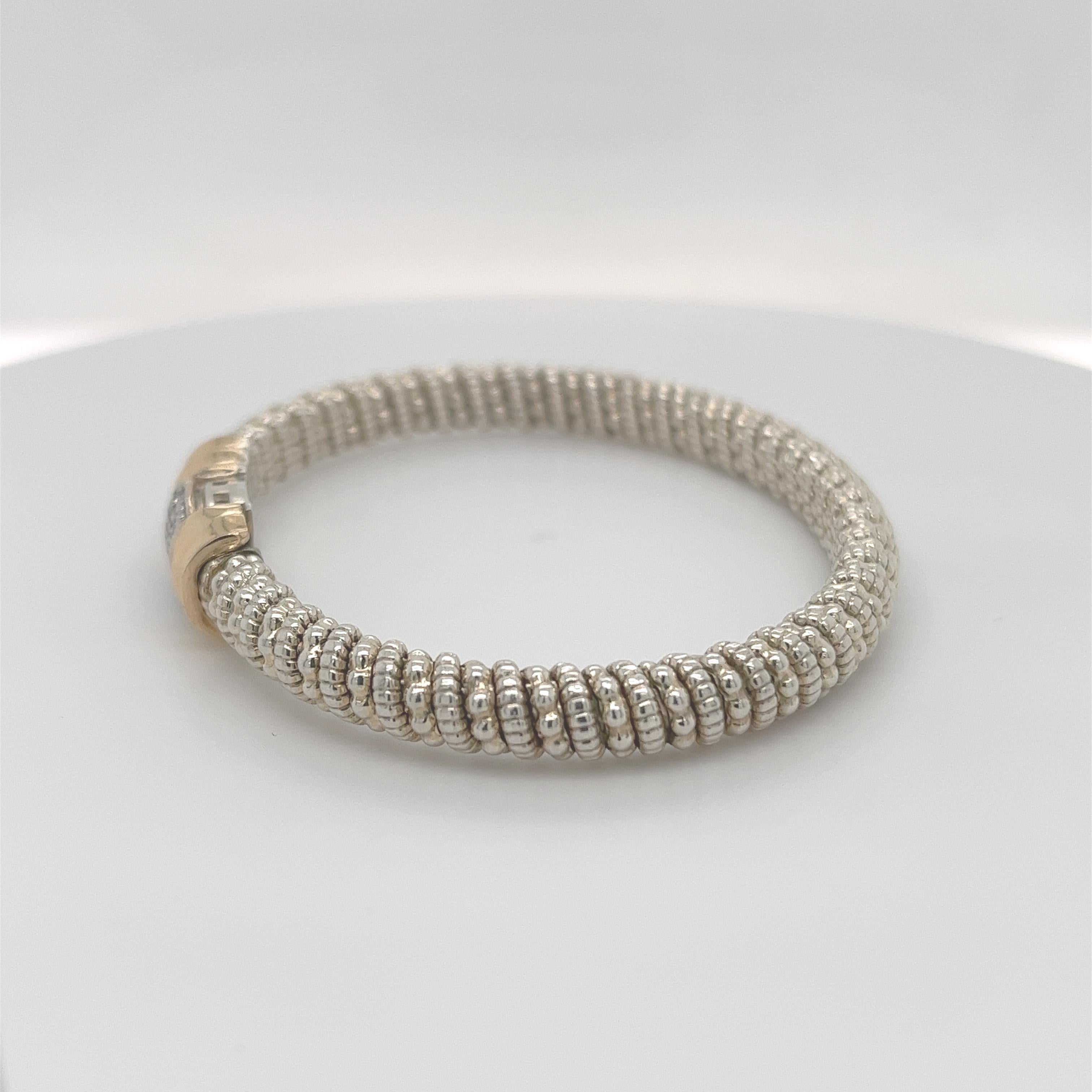Women's Vahan Hidden Clasp Bangle Diamonds in 14K Yellow Gold and Silver For Sale