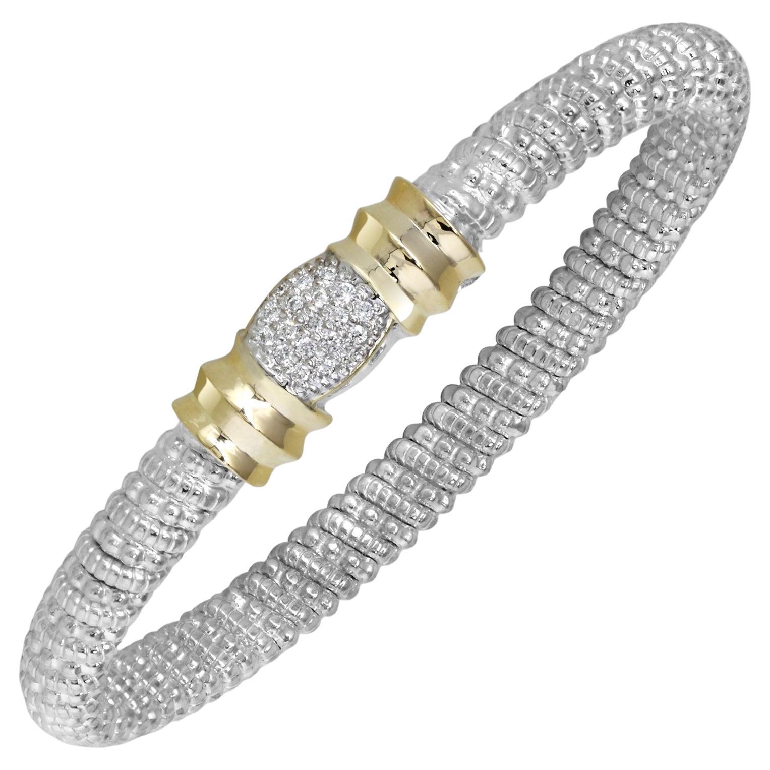 Vahan Hidden Clasp Bangle Diamonds in 14K Yellow Gold and Silver