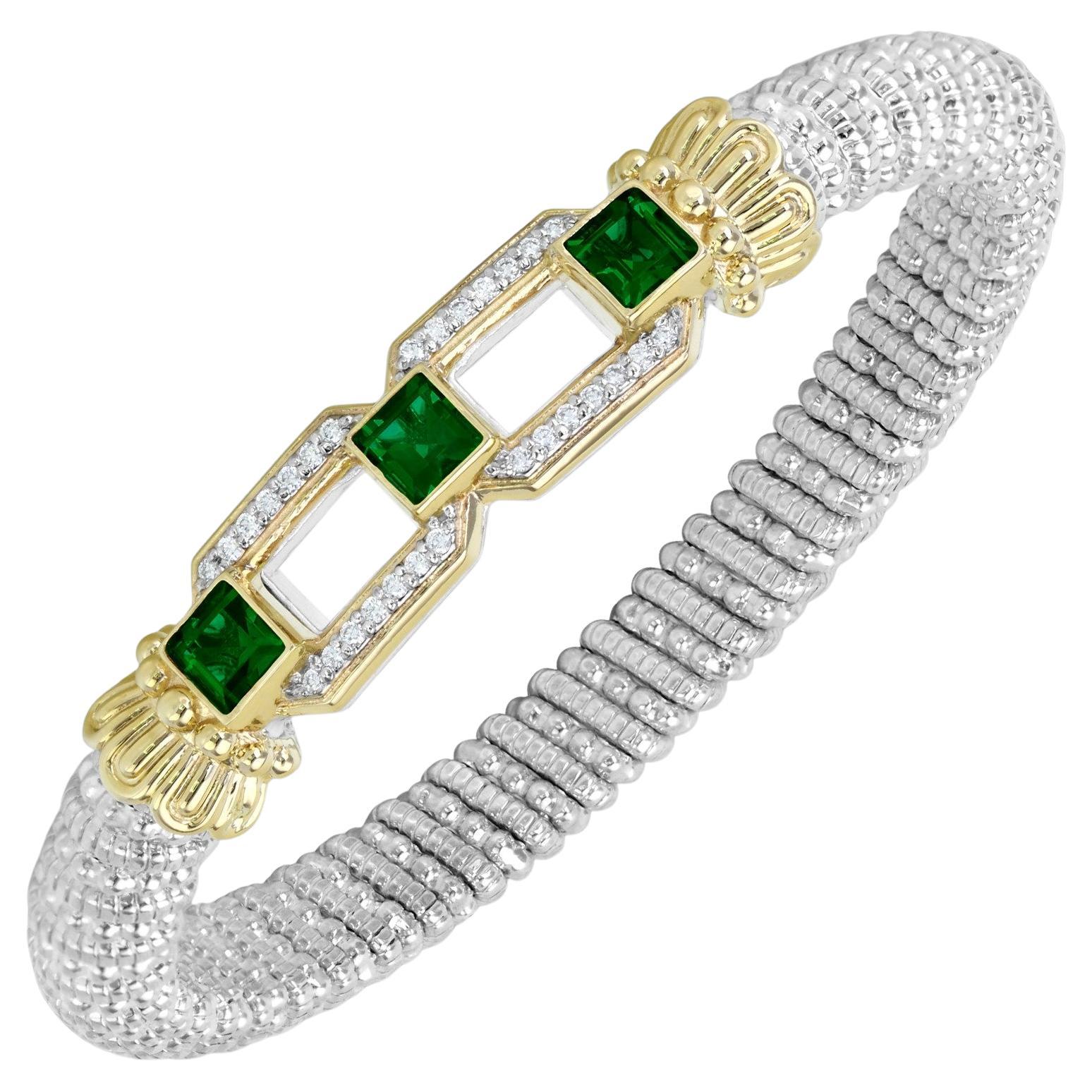 Vahan Bracelet 14K Yellow Gold & Silver with Diamonds Hidden Clasp Bangle
