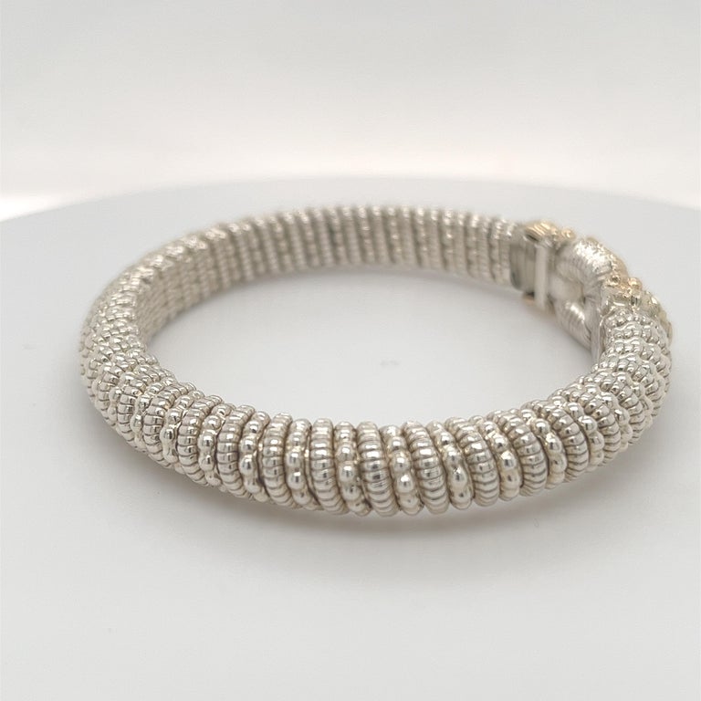 Vahan Hidden Clasp Bangle with Diamonds in 14K Yellow Gold and Silver ...
