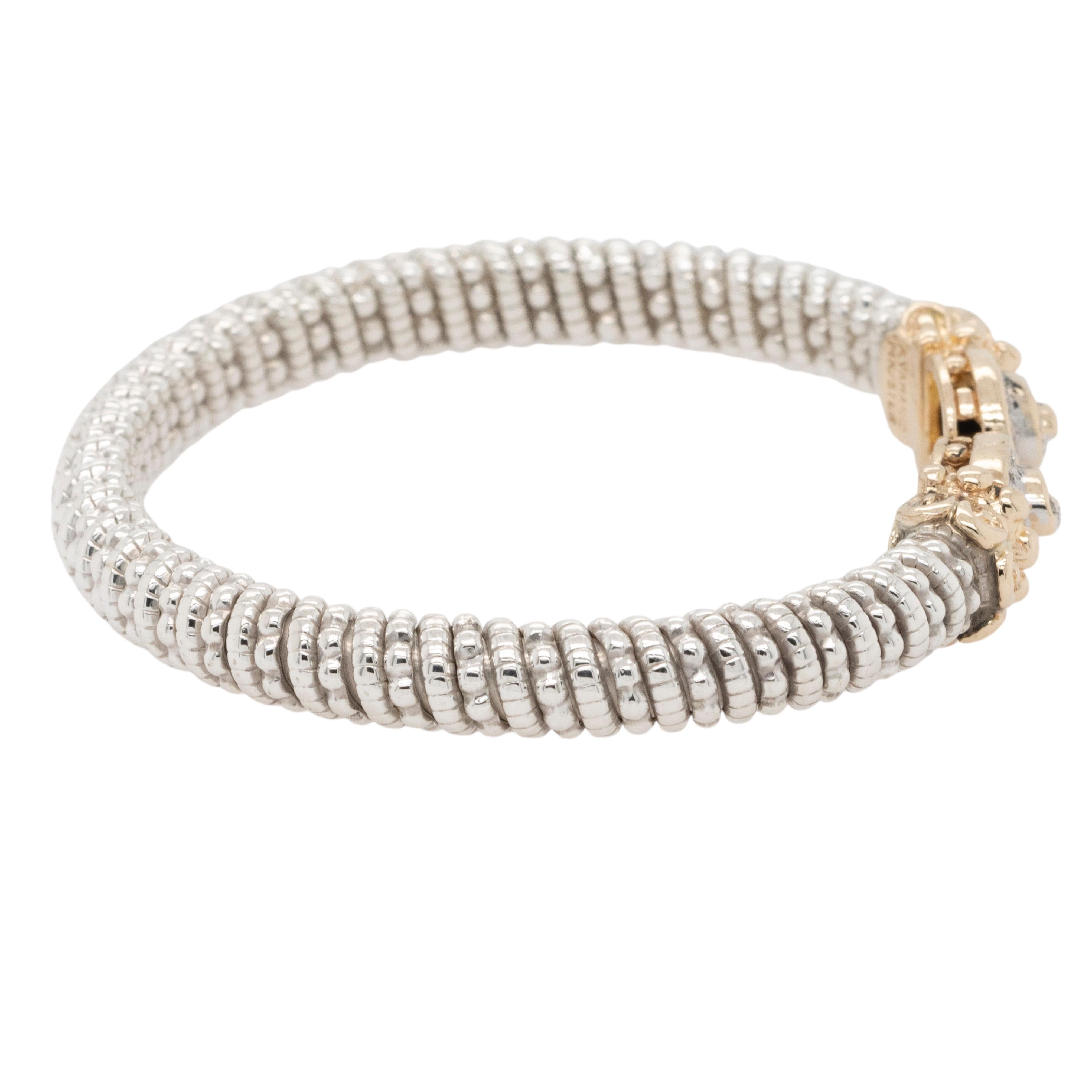 Vahan Sterlingsilber und Gelbgold Diamant  Armreif-Armband (Rundschliff)