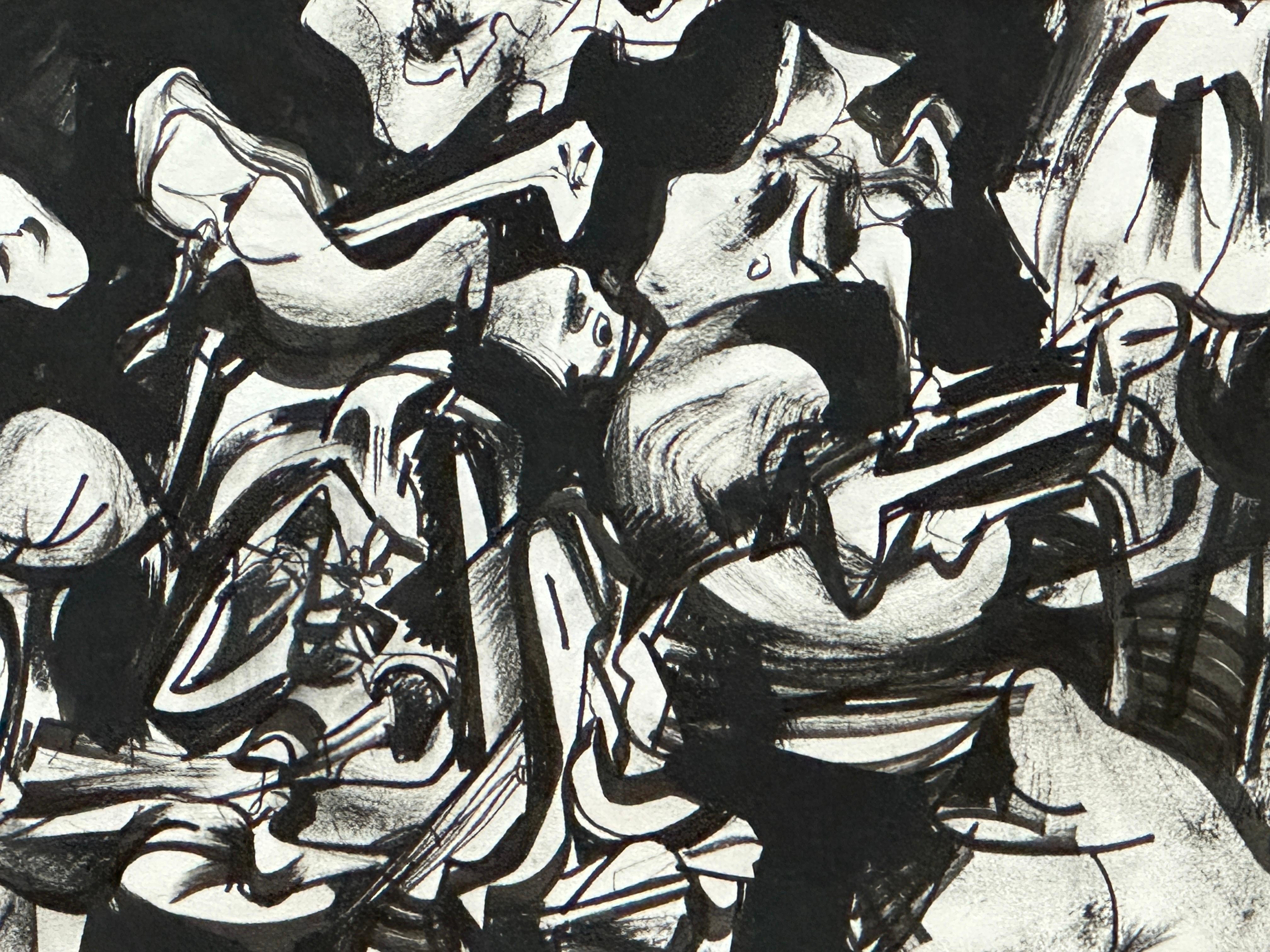 A Confrontation in Black and White,  Abstract Oil Painting by Vahan Yervandyan For Sale 1