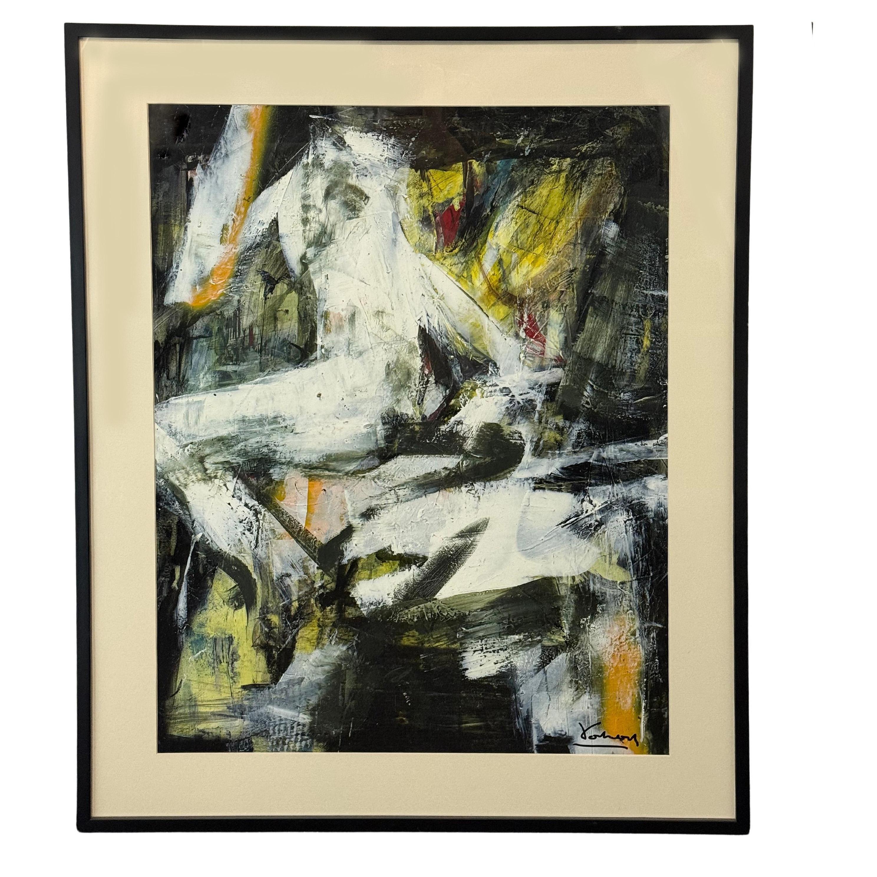 Abstract Painting de Vahan Yervandyan - Pintura abstracta amarilla y negra de Vahan