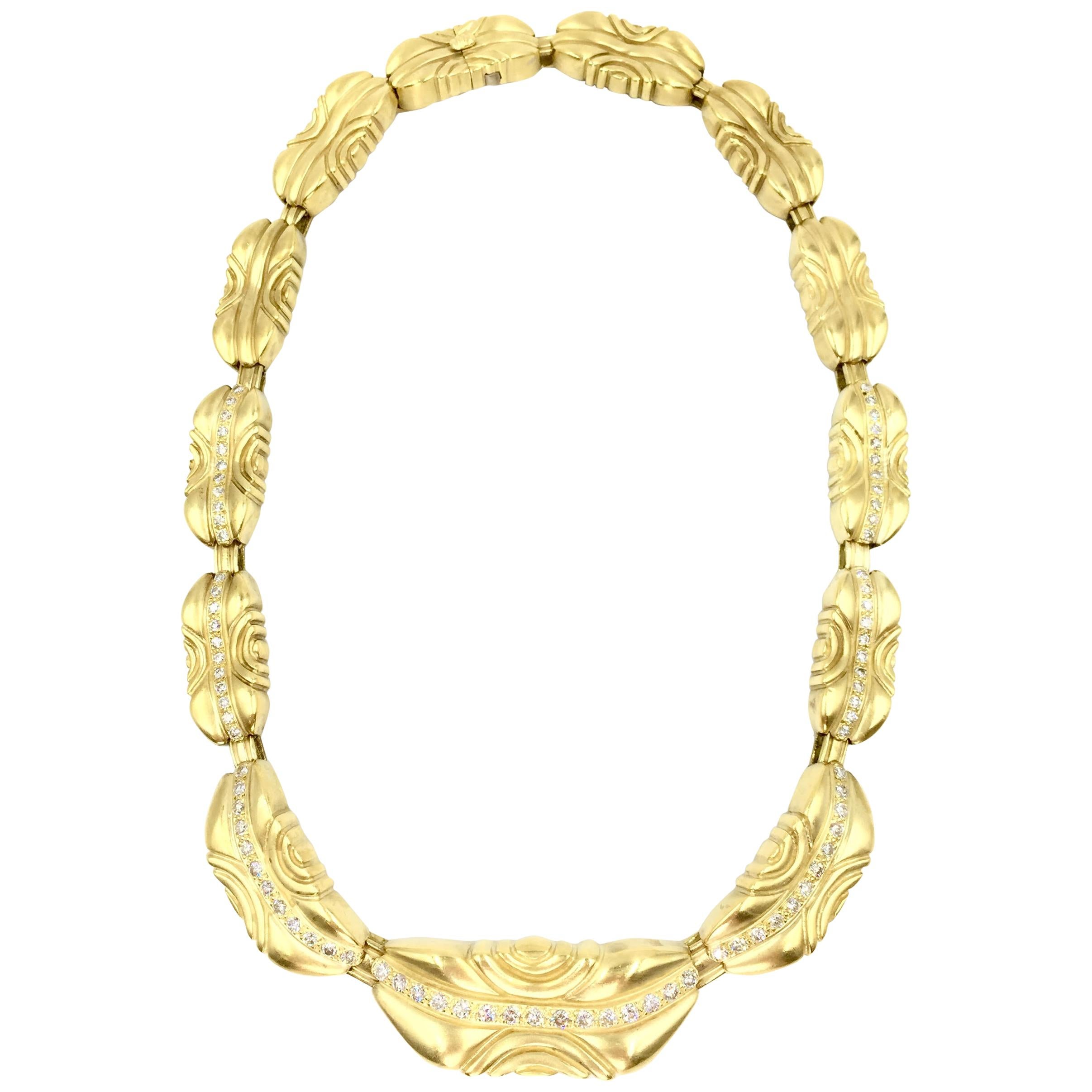 Vahe Naltchayan 18 Karat Yellow Gold and Diamond Collar Necklace 2.47 Carat TW For Sale