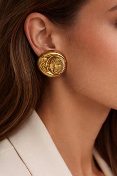 Vahe Naltchayan 18K Gelbgold Sonne & Mond Clip-On Ohrringe, R-1994, Diamant-Akzent