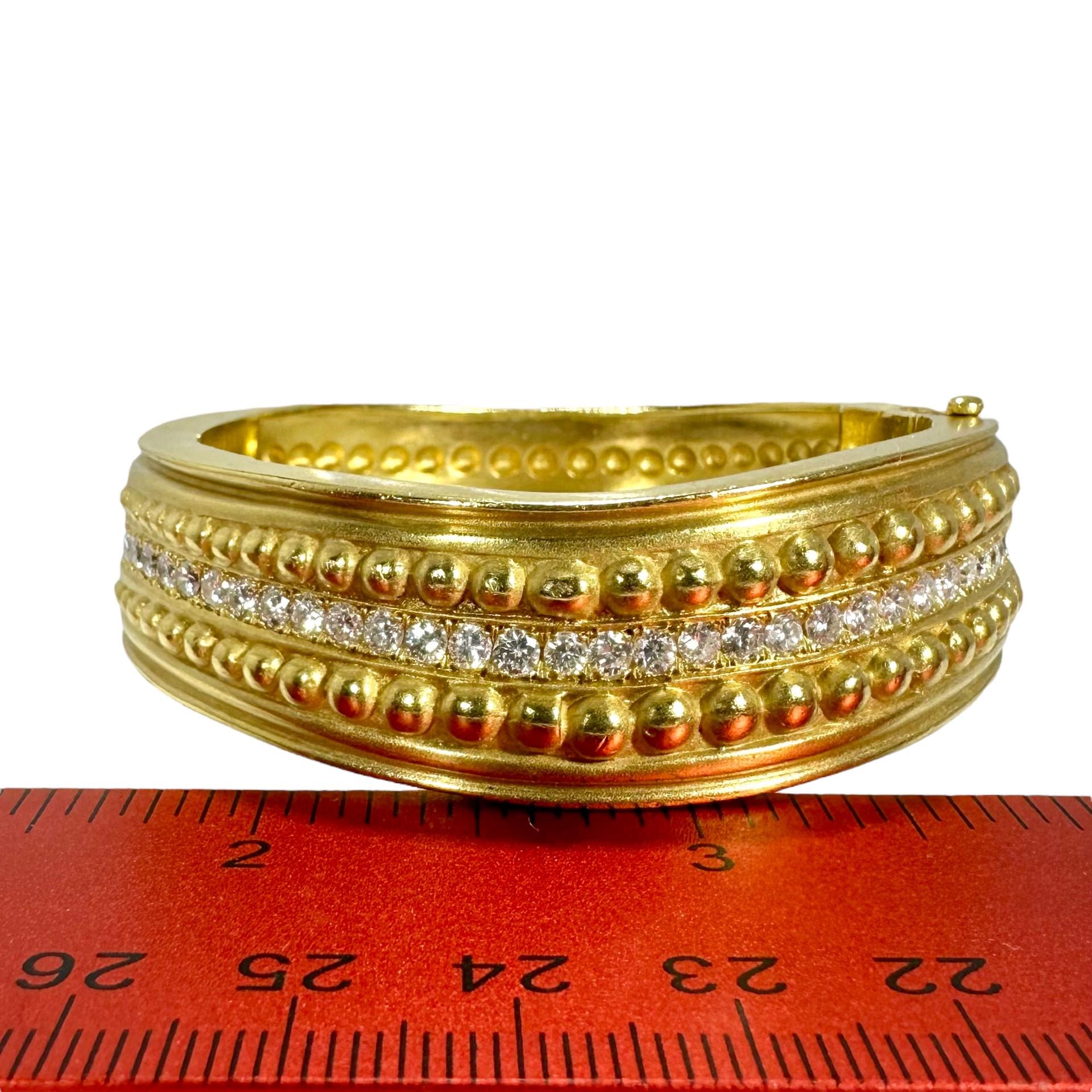 Vahe Naltchayan 18K Yellow Gold Wave Style Cuff Bracelet with Diamonds 4