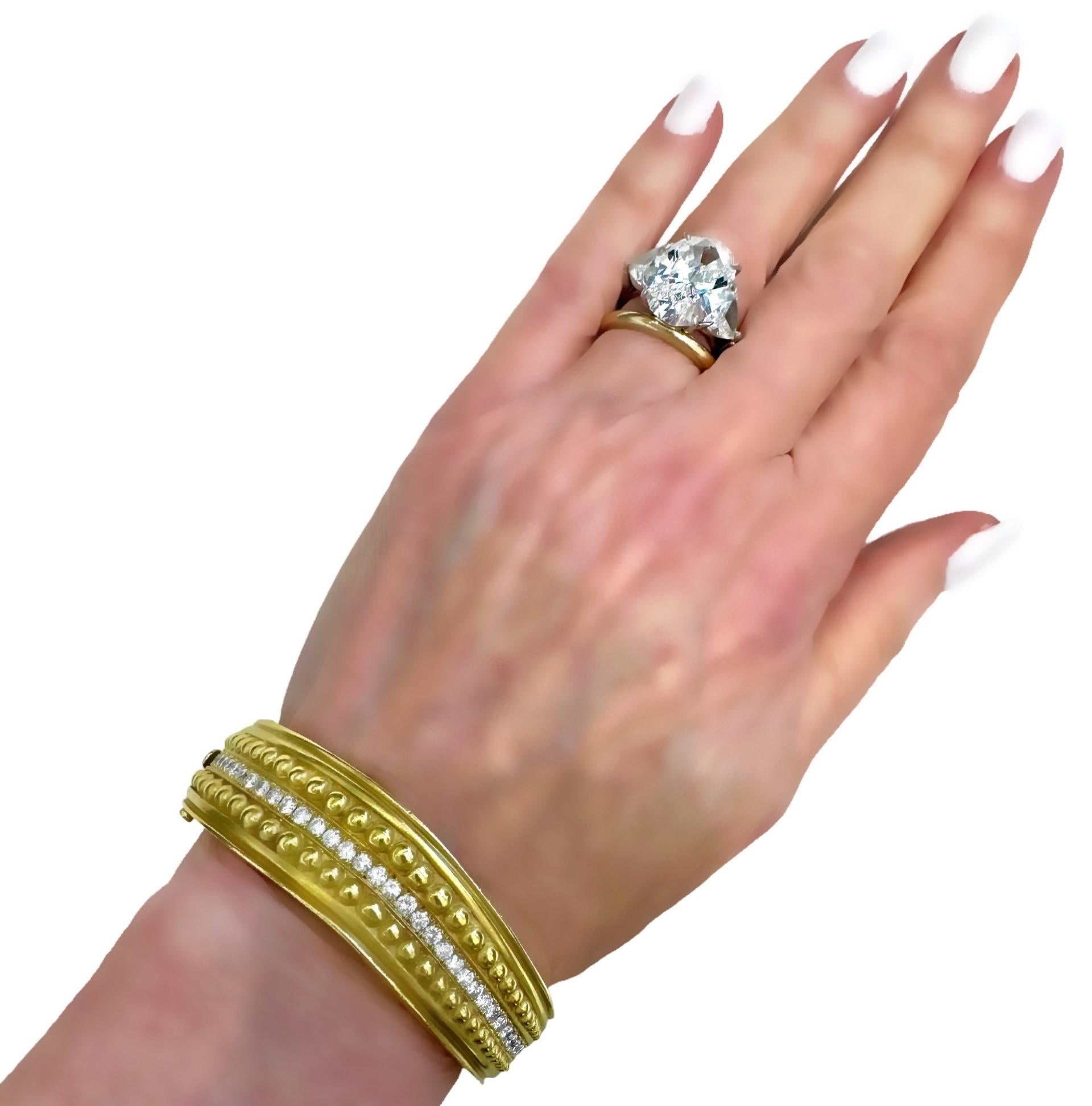 Vahe Naltchayan 18K Yellow Gold Wave Style Cuff Bracelet with Diamonds 5
