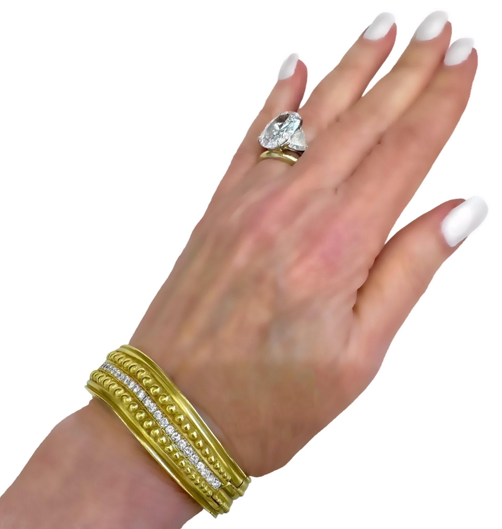 Vahe Naltchayan 18K Yellow Gold Wave Style Cuff Bracelet with Diamonds 6