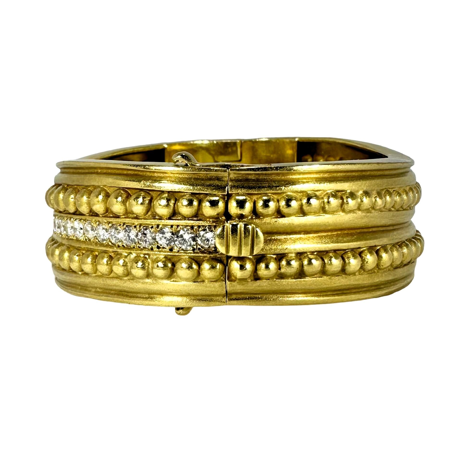 Modern Vahe Naltchayan 18K Yellow Gold Wave Style Cuff Bracelet with Diamonds