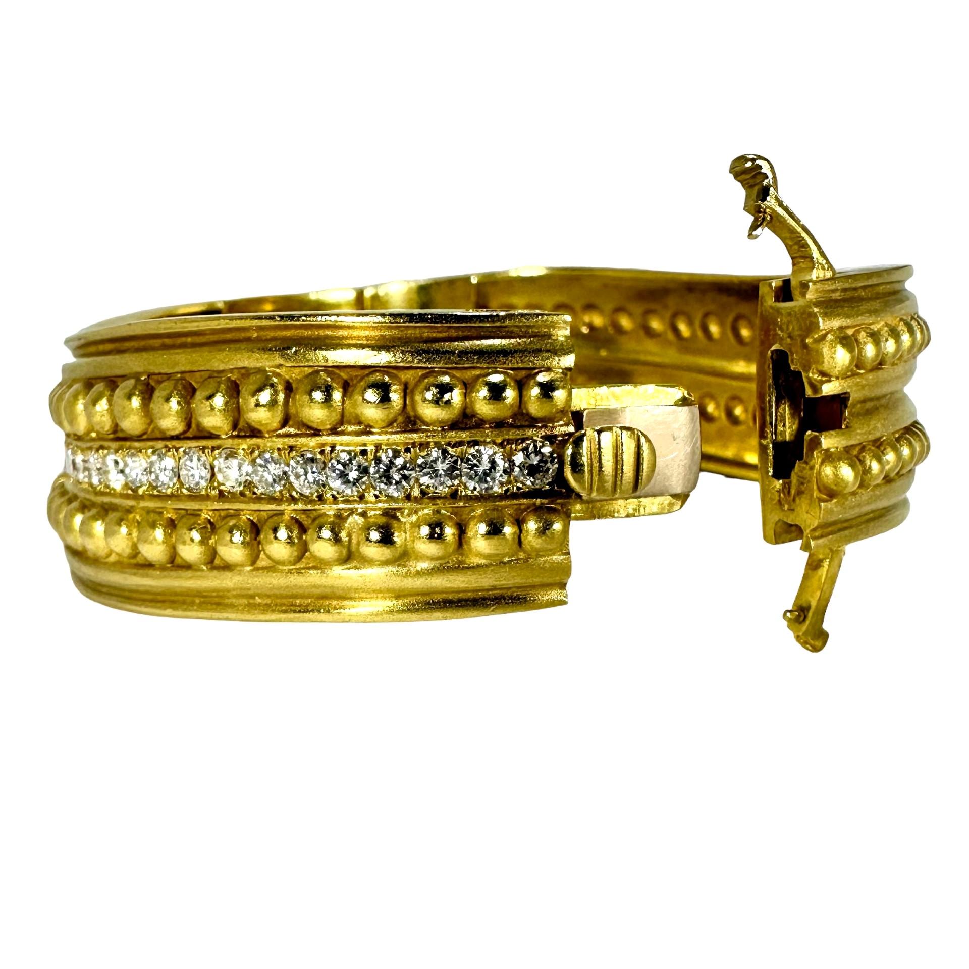 Vahe Naltchayan 18K Yellow Gold Wave Style Cuff Bracelet with Diamonds 1