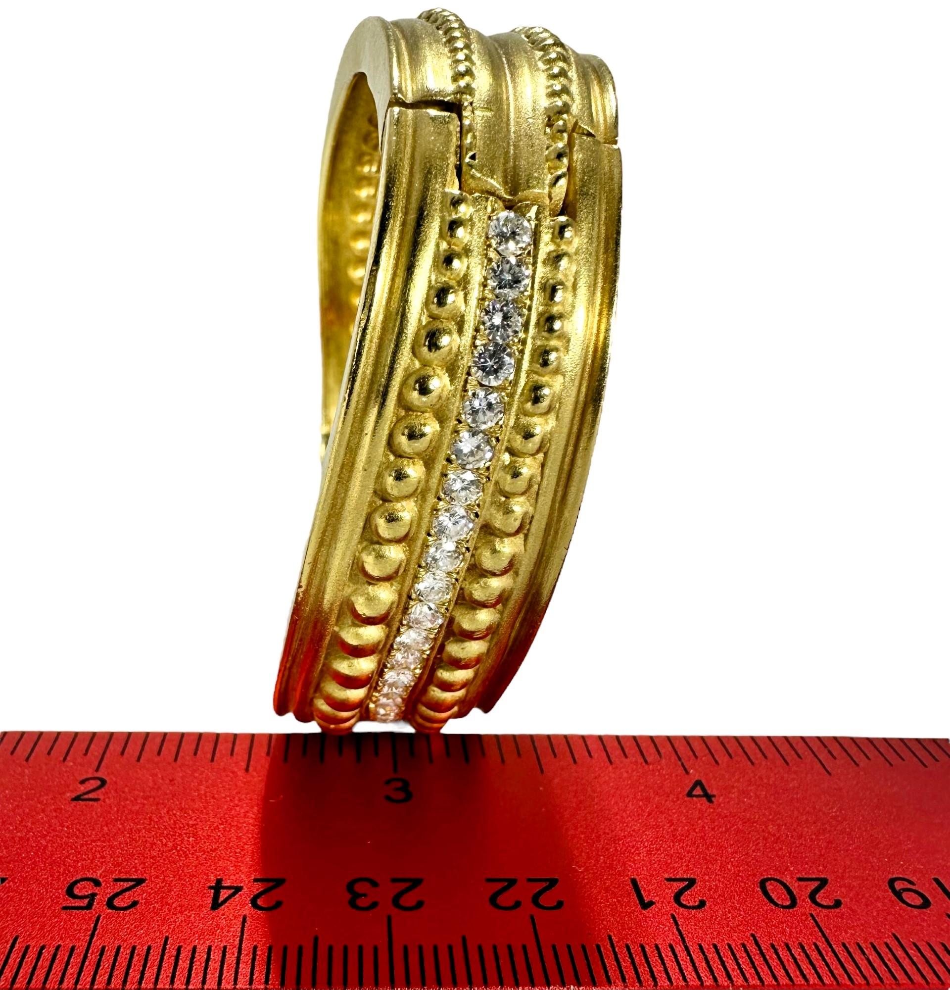 Vahe Naltchayan 18K Yellow Gold Wave Style Cuff Bracelet with Diamonds 3