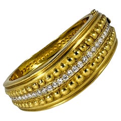 Vahe Naltchayan 18K Yellow Gold Wave Style Cuff Bracelet with Diamonds
