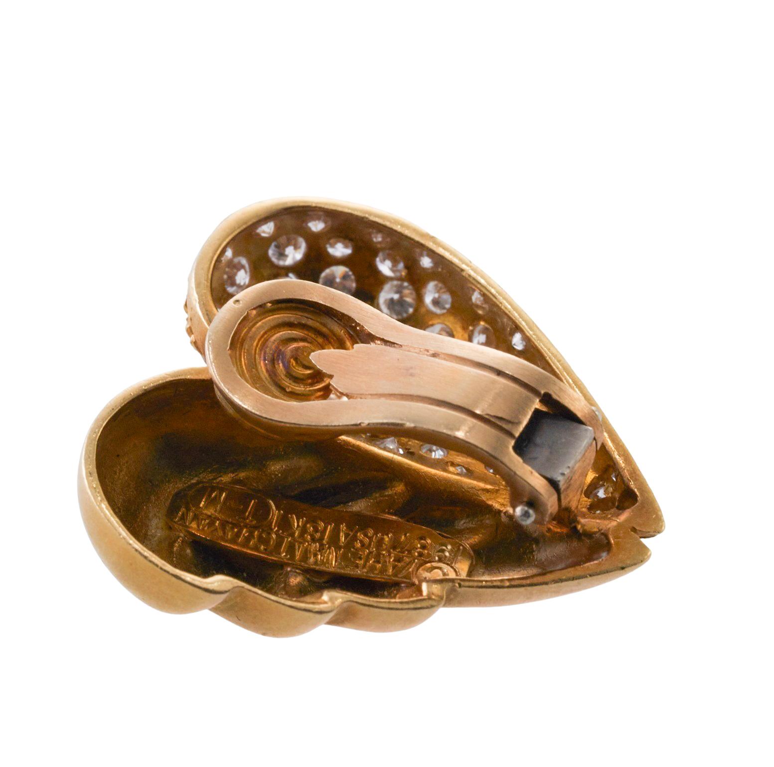 Vahe Naltchayan Diamant-Gold-Herz-Ohrringe im Zustand „Hervorragend“ im Angebot in New York, NY