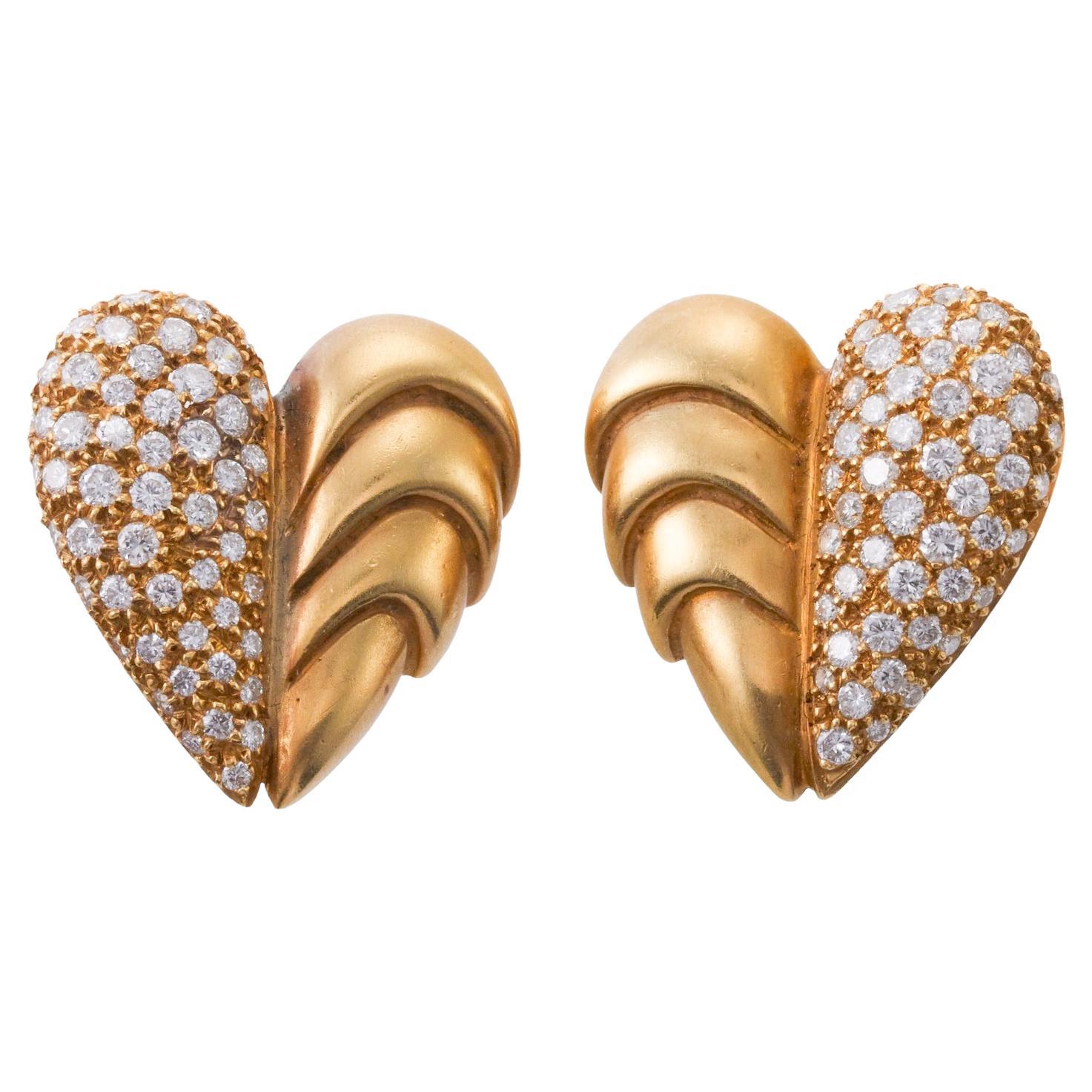 Vahe Naltchayan Diamant-Gold-Herz-Ohrringe
