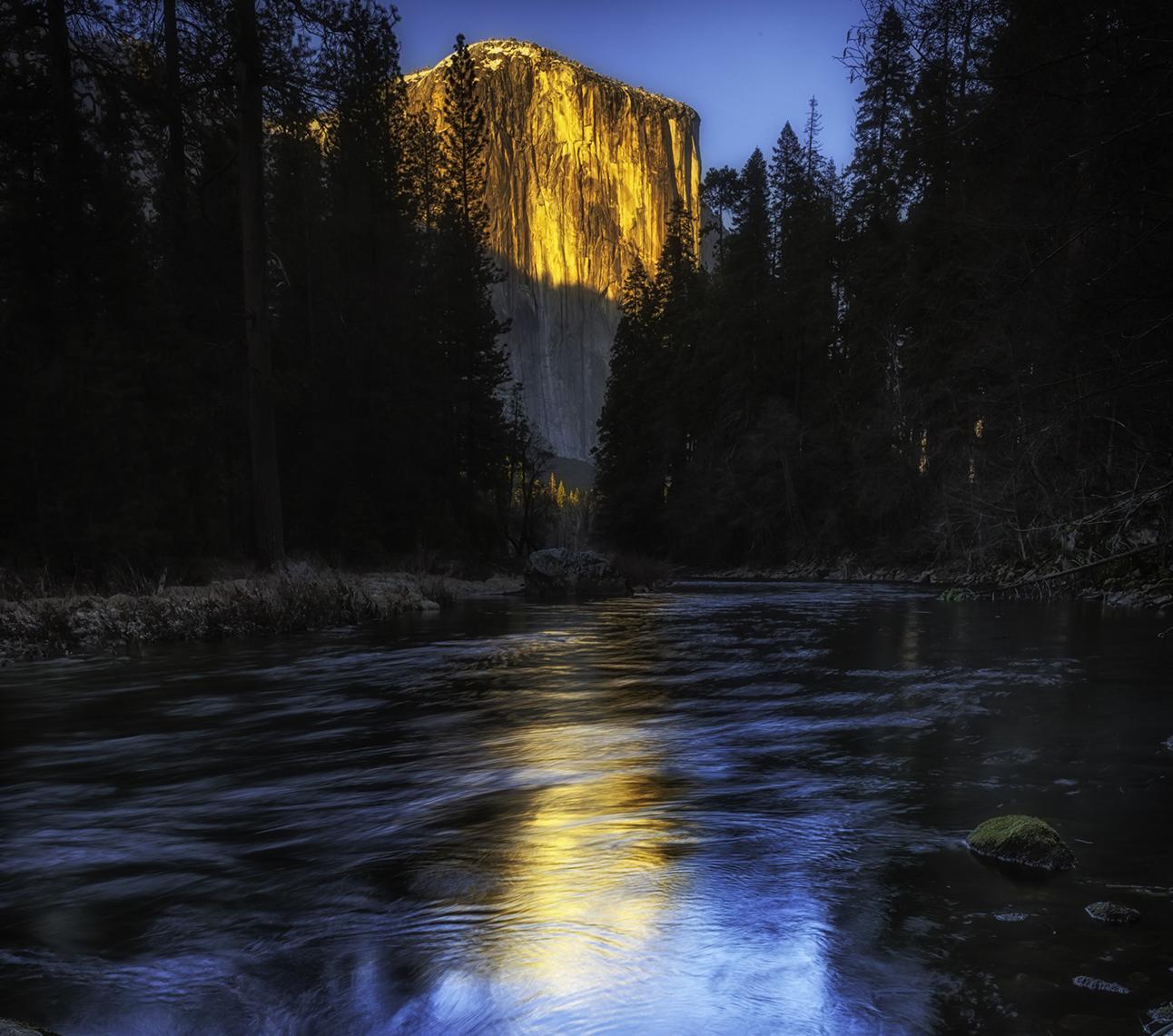 Title:    Sunset on the Merced
    Location: Yosemite National Park, California
    Edition: 2 of 5, signed by artist
    Description: It's refreshing to find yourself away from the deluge of tourists and photographers that descend on Yosemite every