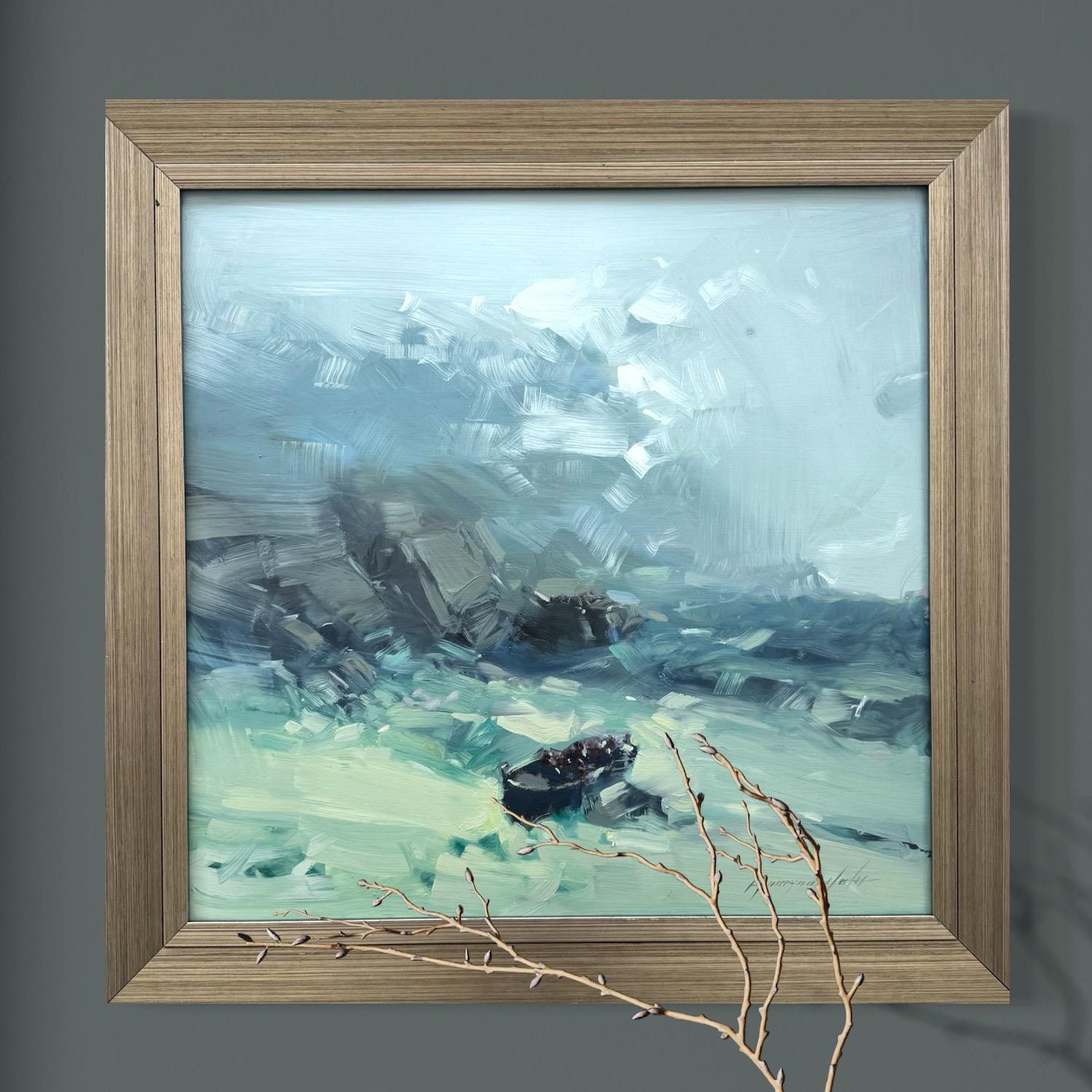 Après la tempête Impressionnisme Peinture à l'huile originale, prête à être accrochée - Gris Landscape Painting par Vahe Yeremyan