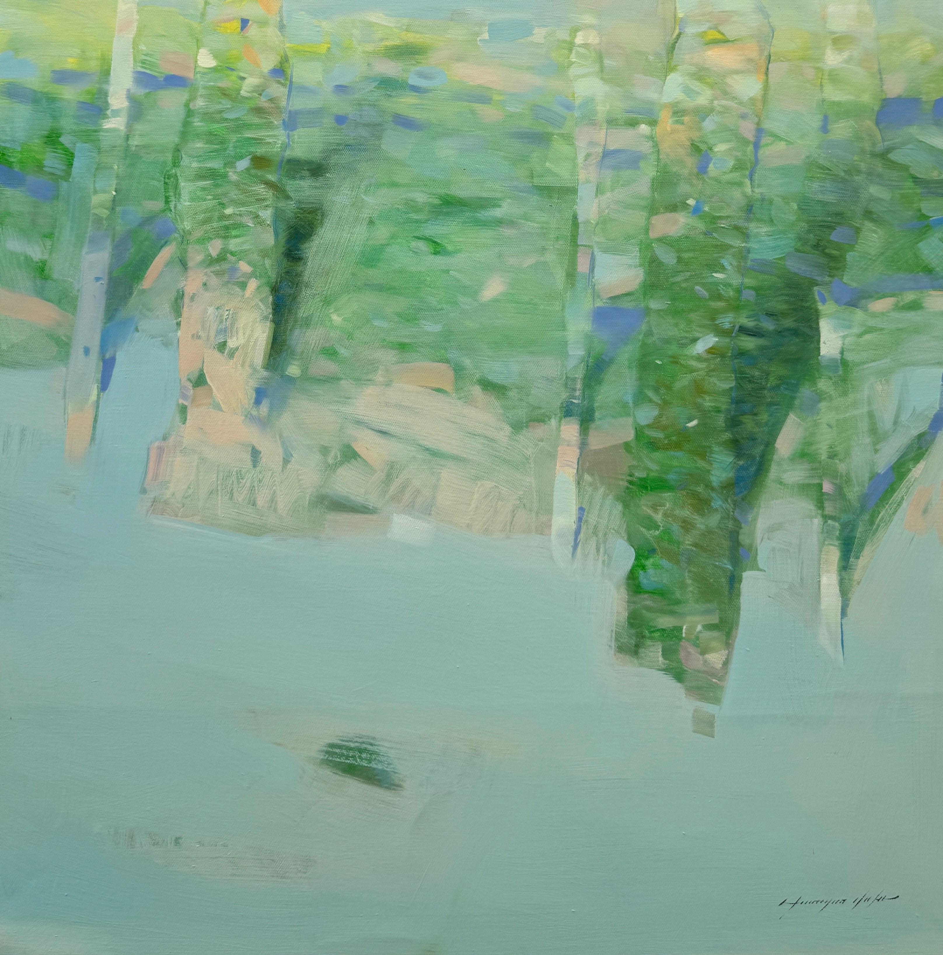 Afterglow, Paesaggio, Pittura ad olio originale, Pronta da appendere, Impressionismo - Painting di Vahe Yeremyan