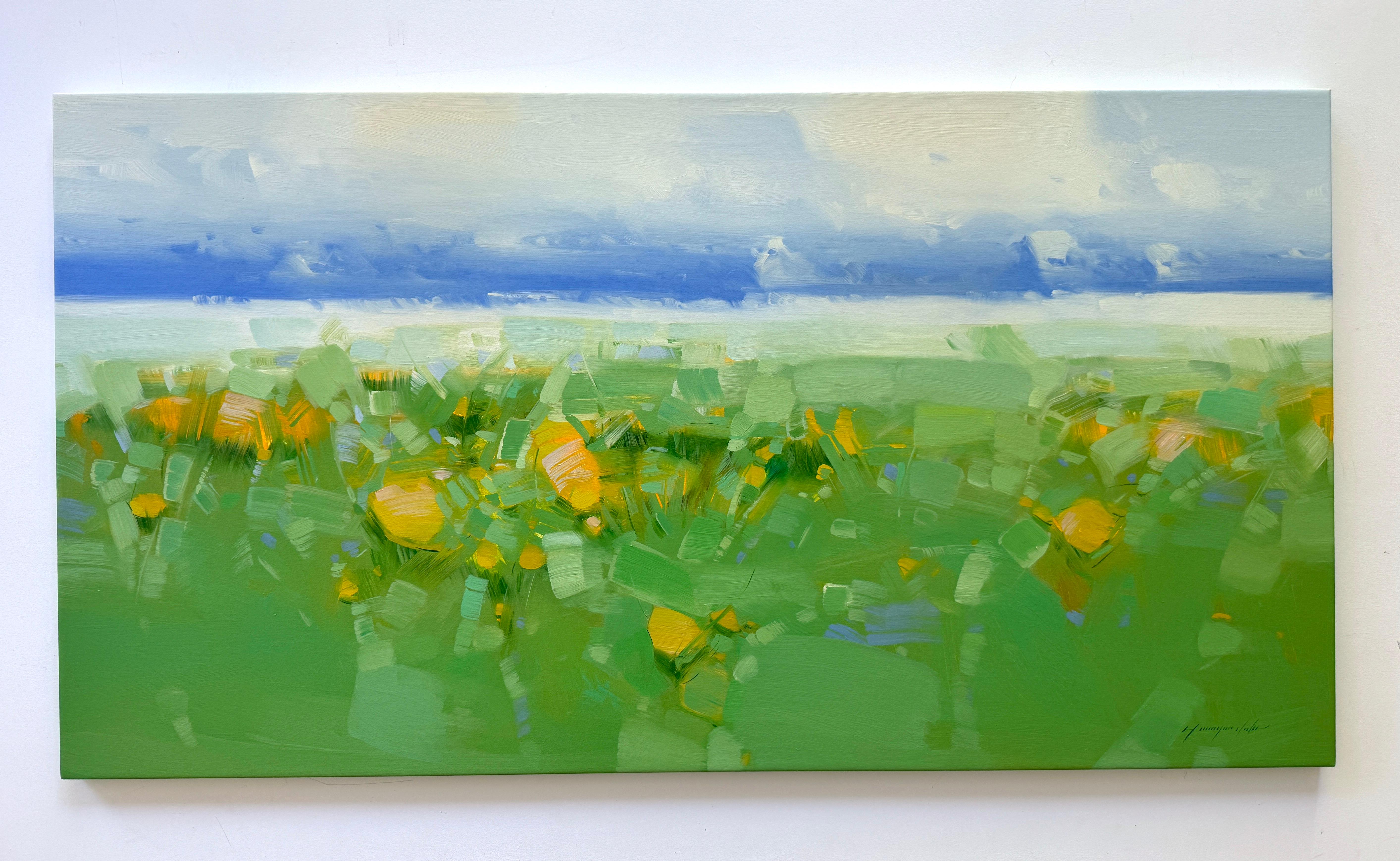 Estate alpina, paesaggio Pittura ad olio originale, pronta da appendere - Landscape Painting Verde di Vahe Yeremyan