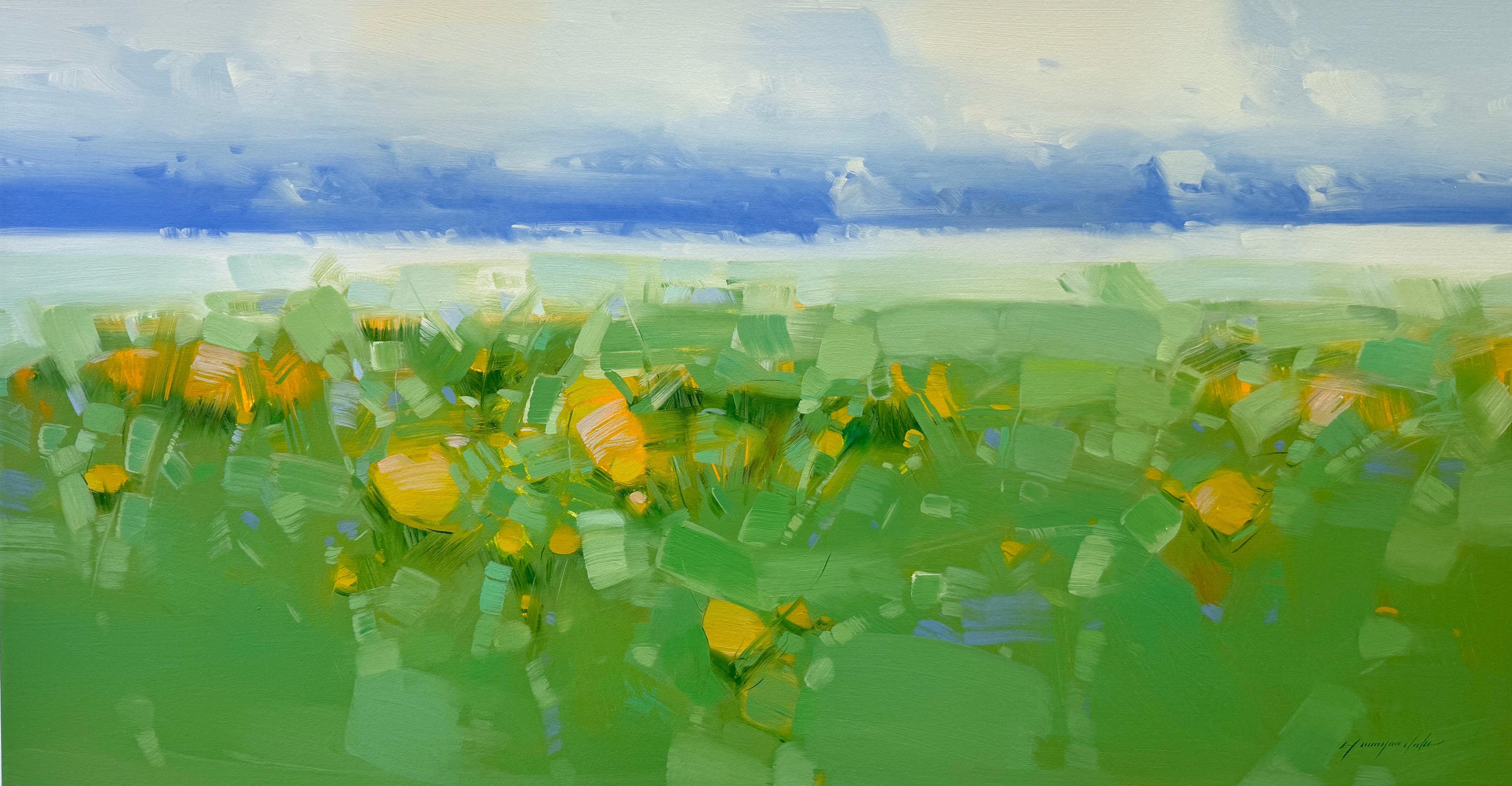 Verano alpino, Paisaje Pintura al óleo original, Lista para colgar