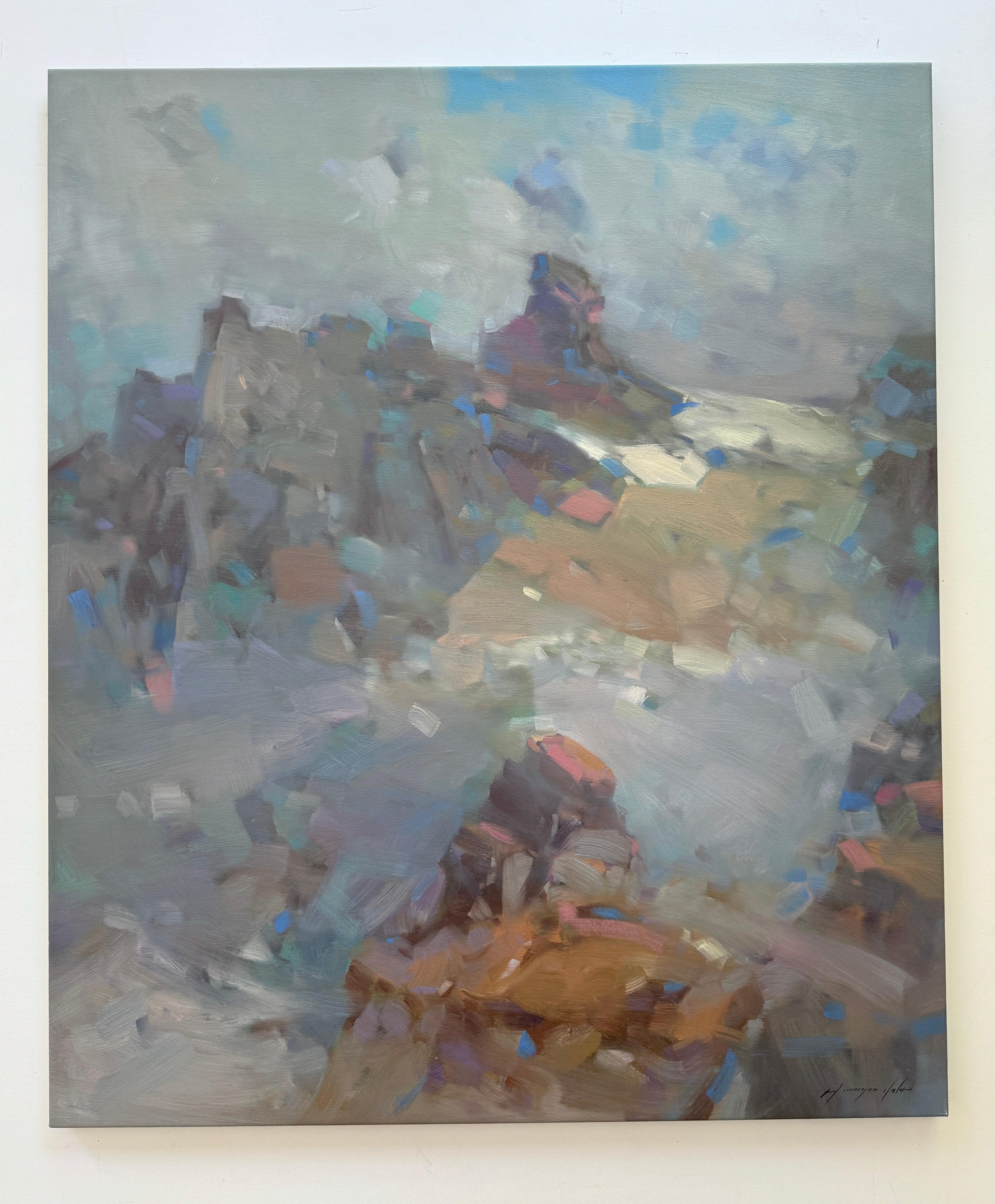 Alpi, Paesaggio, Pittura ad olio originale, pronta da appendere - Painting di Vahe Yeremyan
