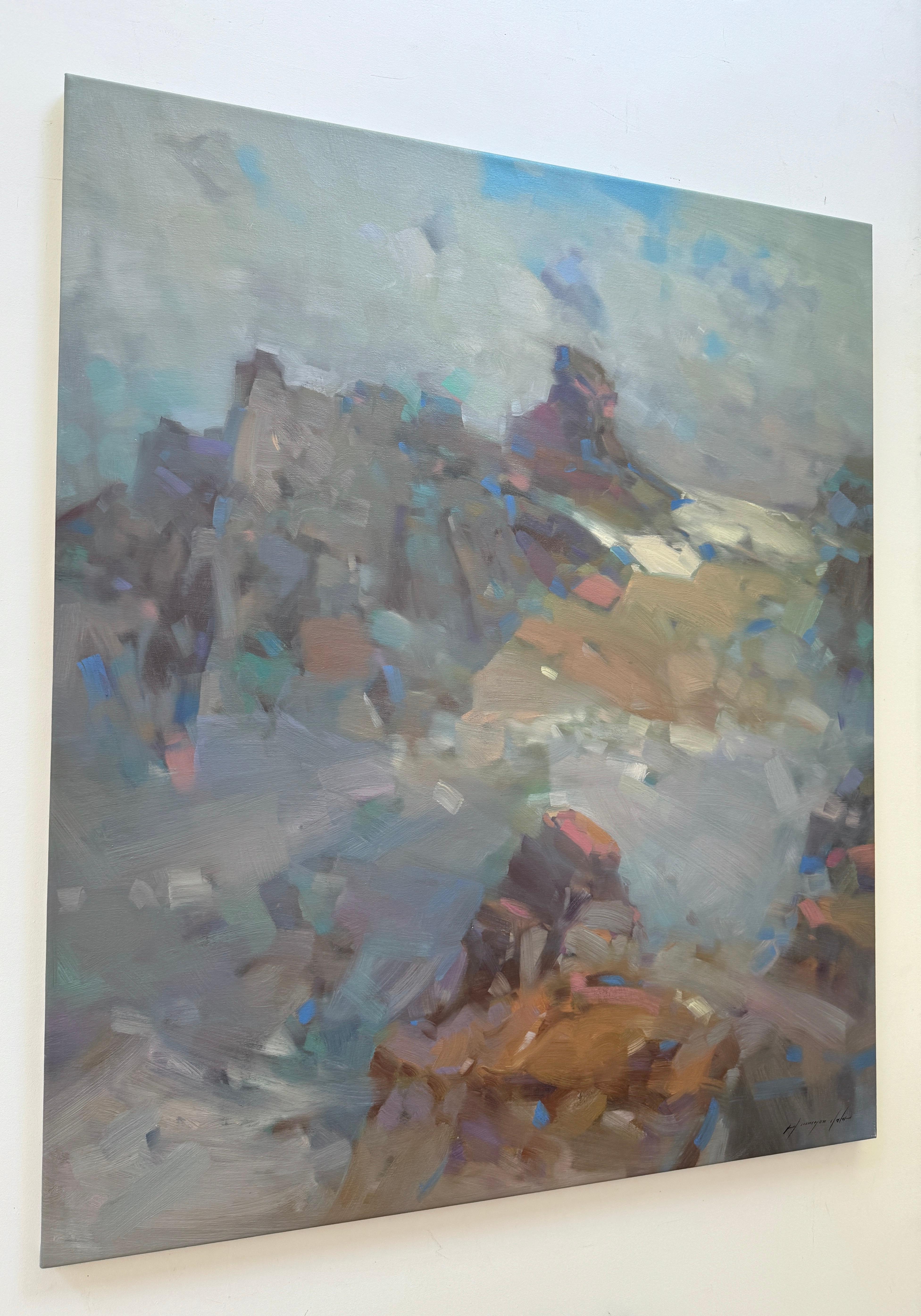 Alpi, Paesaggio, Pittura ad olio originale, pronta da appendere - Painting Impressionismo di Vahe Yeremyan