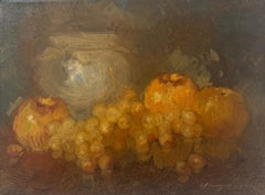 Apples and Grapes, Still Life Original oil Painting, Ready to Hang