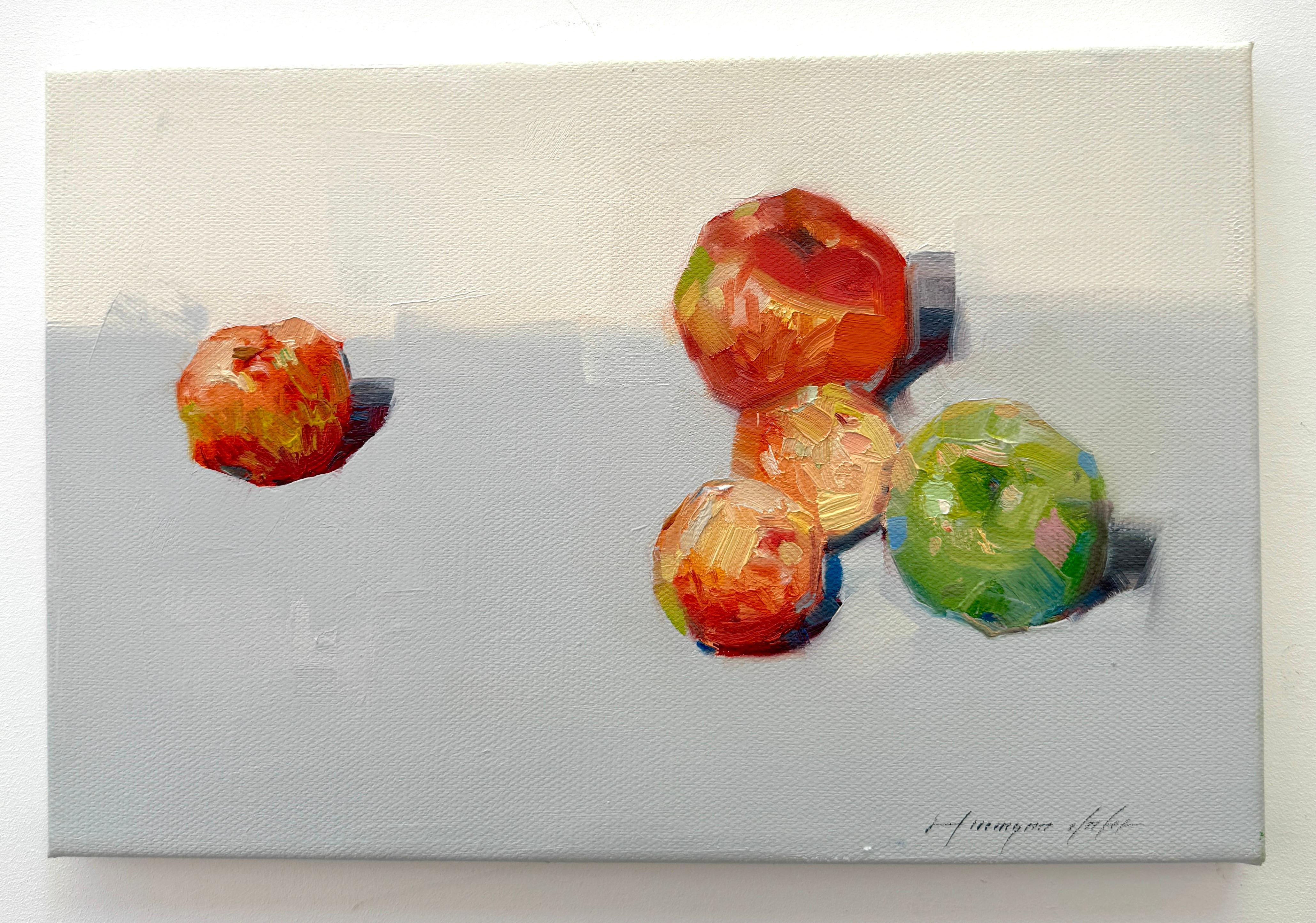 Artist: Vahe Yeremyan 
Work: Original Oil Painting, Handmade Artwork, One of a Kind 
Medium: Oil on Linen 
Year: 2024
Style: Impressionism, 
Title: Apples,
Size: 9.5