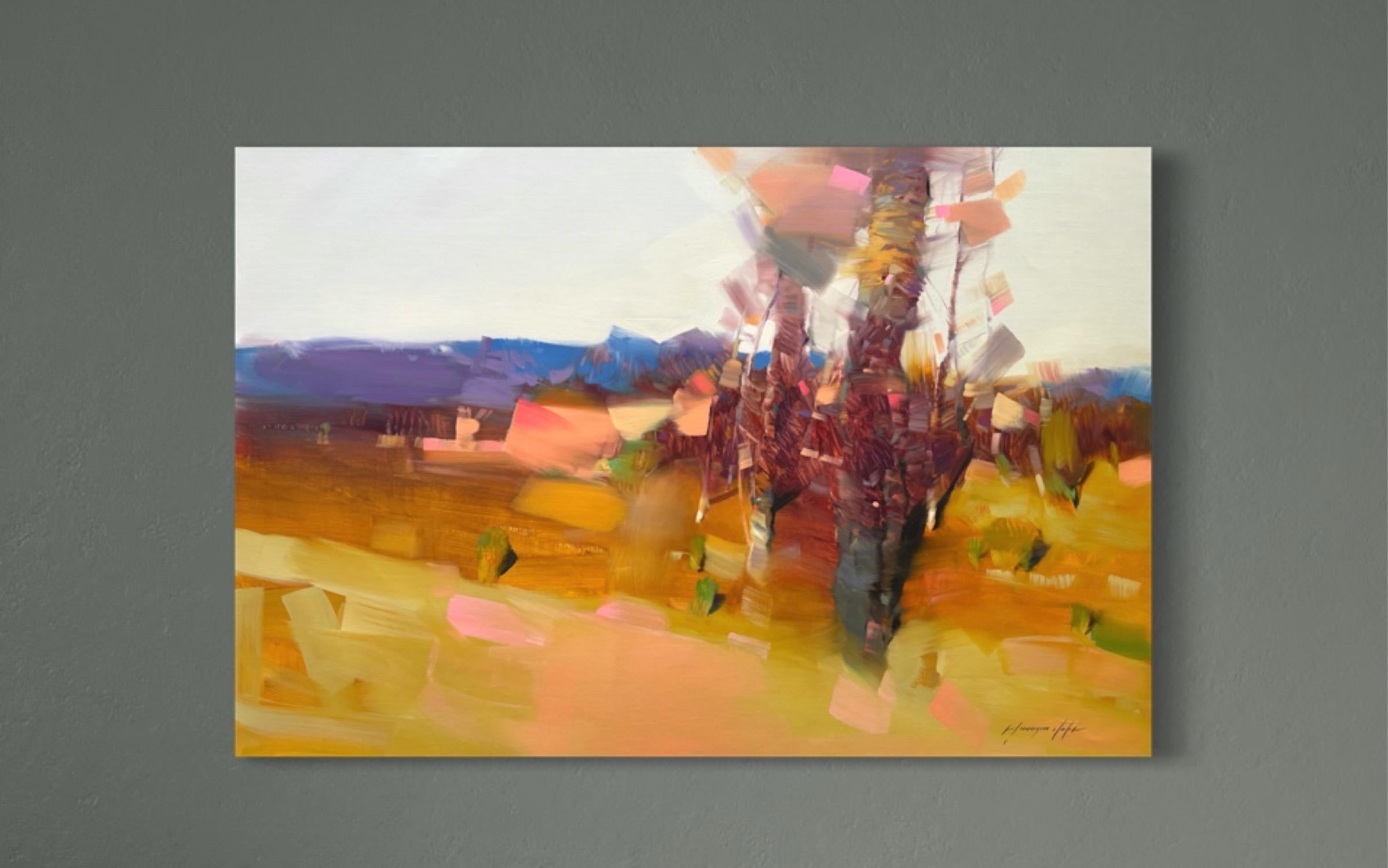 Paesaggio del boschetto d'autunno Impressionismo Pittura a olio originale, pronta da appendere - Landscape Painting Marrone di Vahe Yeremyan