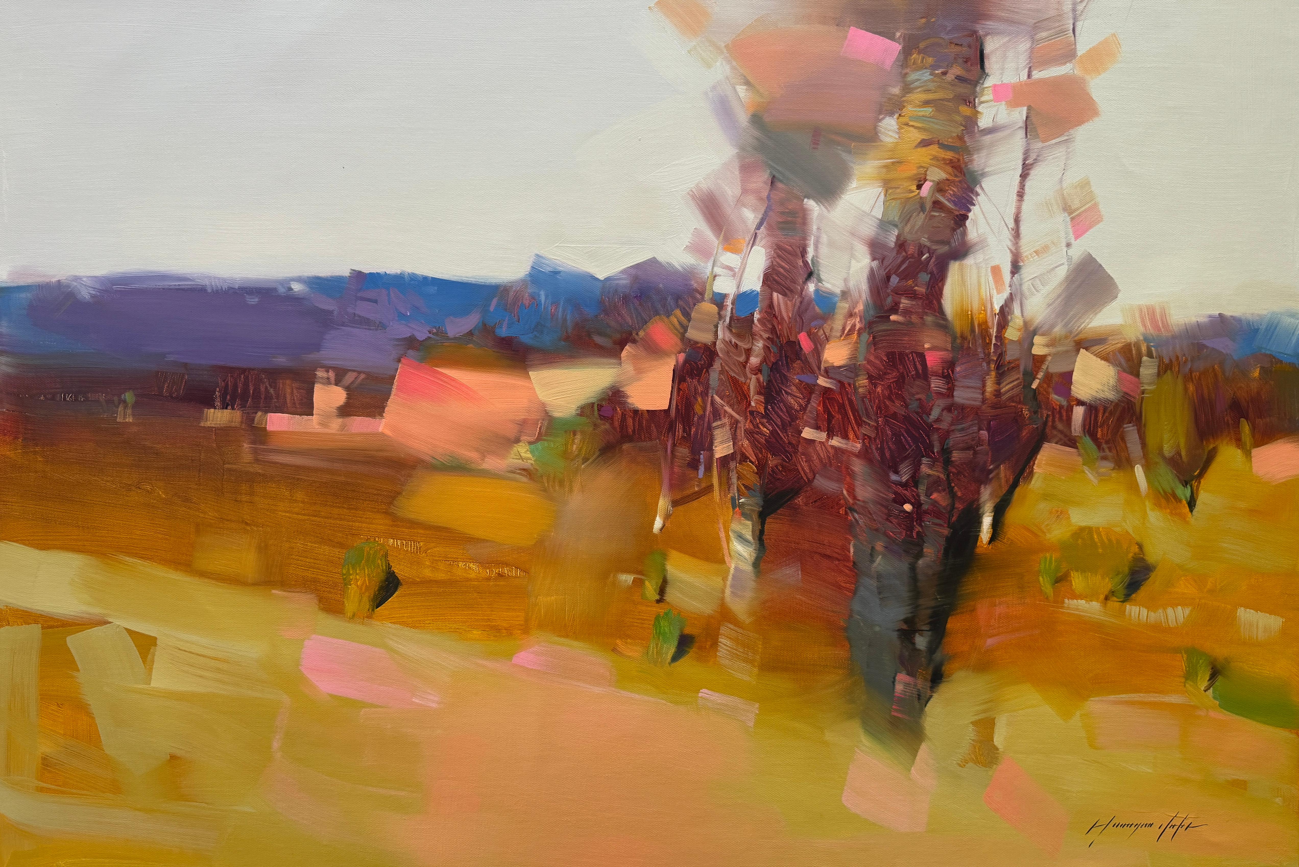 Landscape Painting di Vahe Yeremyan - Paesaggio del boschetto d'autunno Impressionismo Pittura a olio originale, pronta da appendere