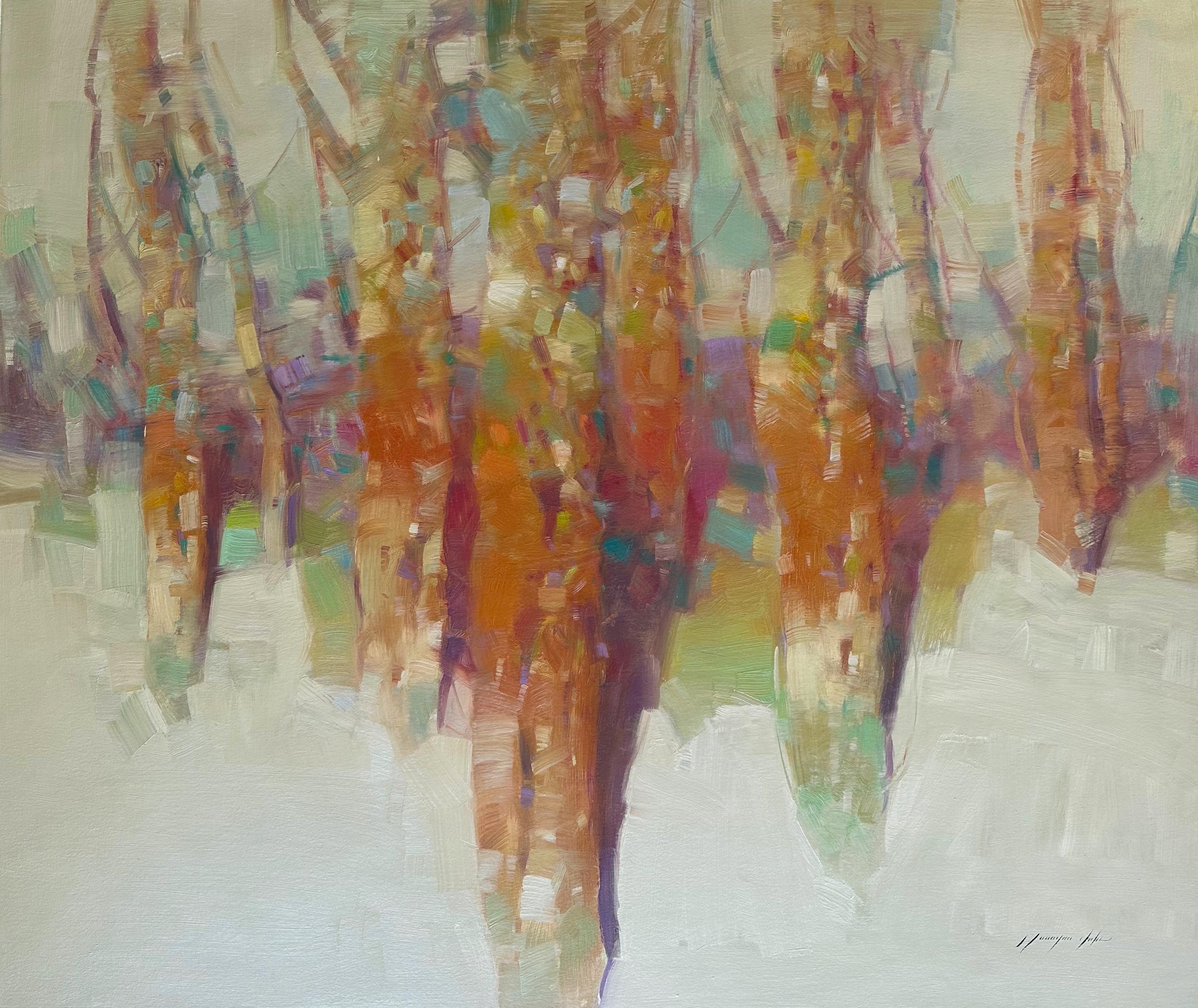 Vahe Yeremyan Abstract Painting - Autumn Grove, Original oil Painting, Ready to Hang