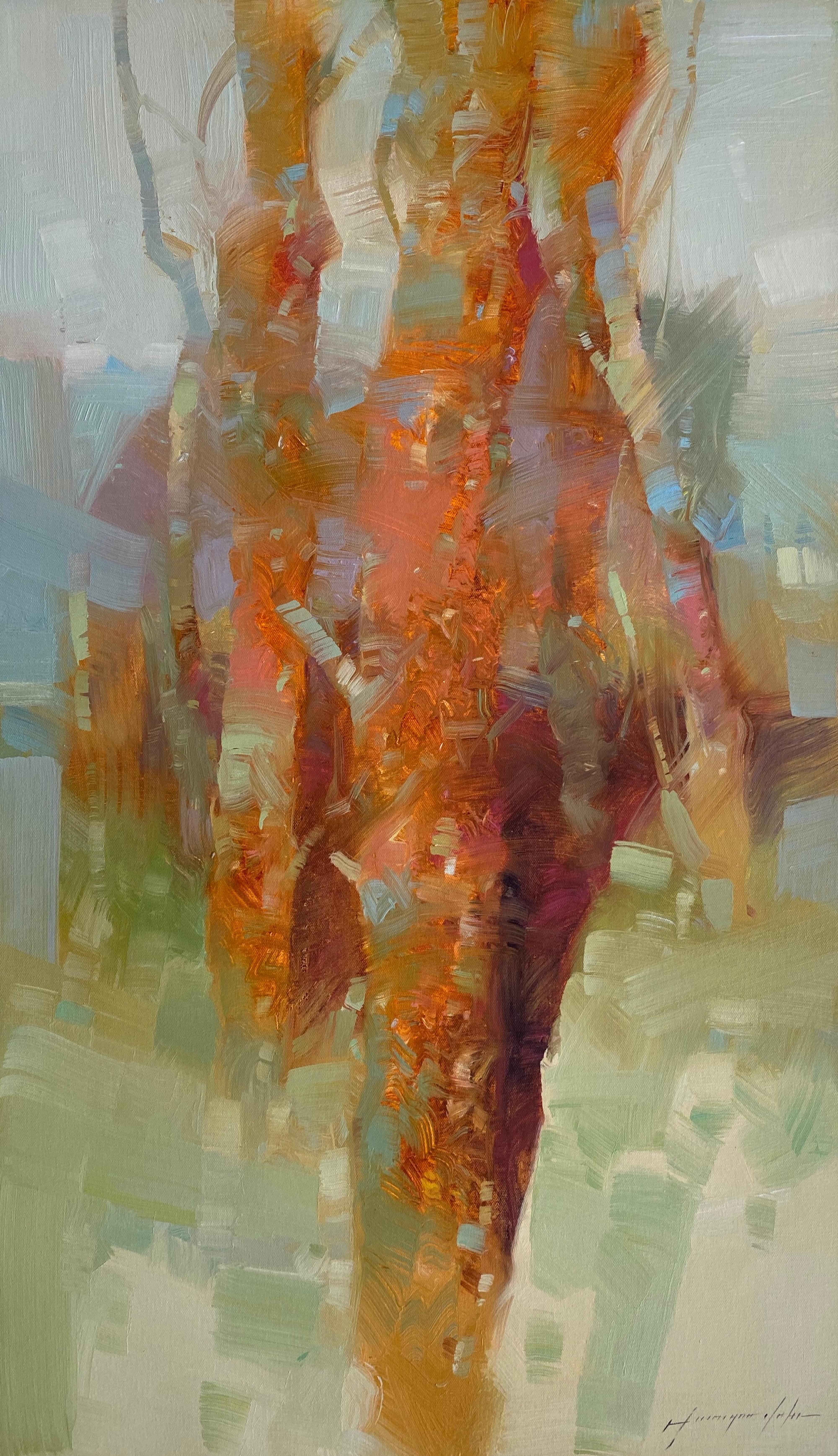 Arboleda de otoño, Paisaje, Pintura al óleo original, Lista para colgar