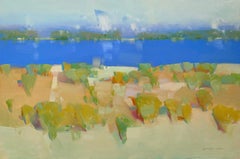 Herbstsee, Landschaft, Impressionismus, Original-Ölgemälde, hängefertig