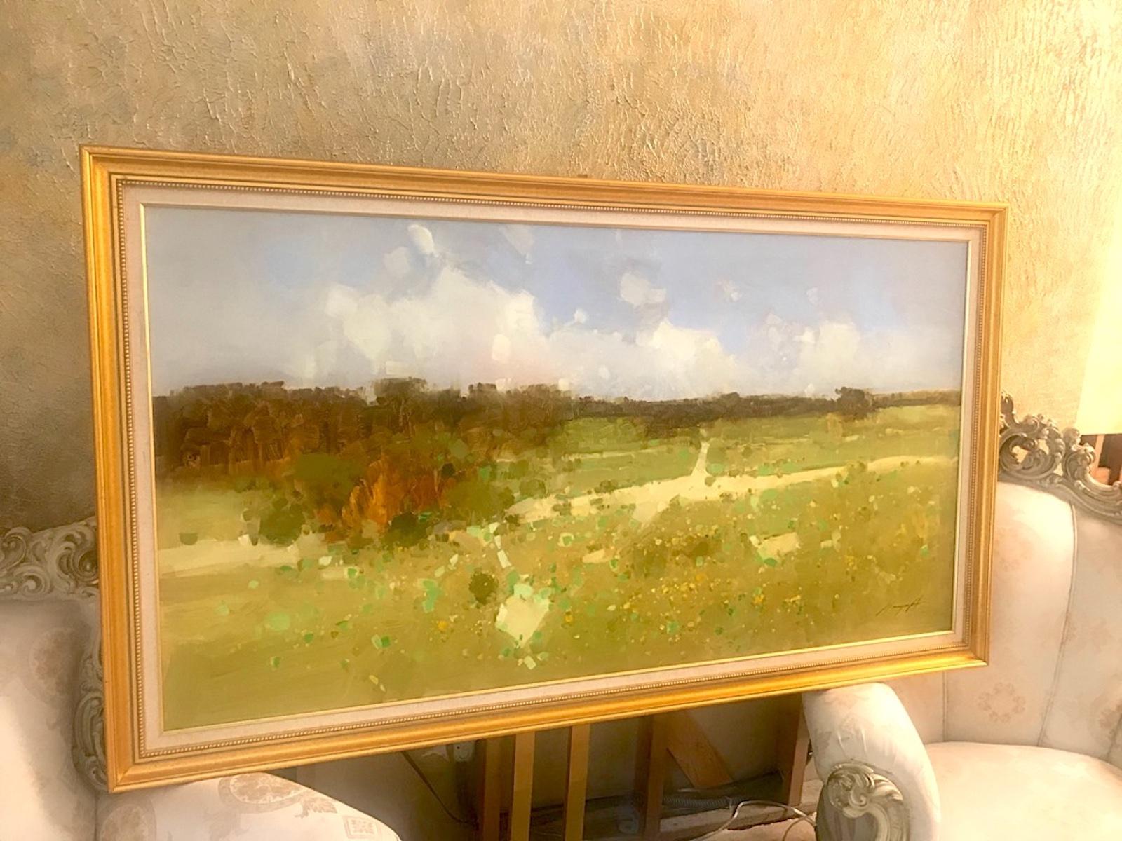 Autumn Meadow Original Oil Painting, Handmade Artwork, Framed 1