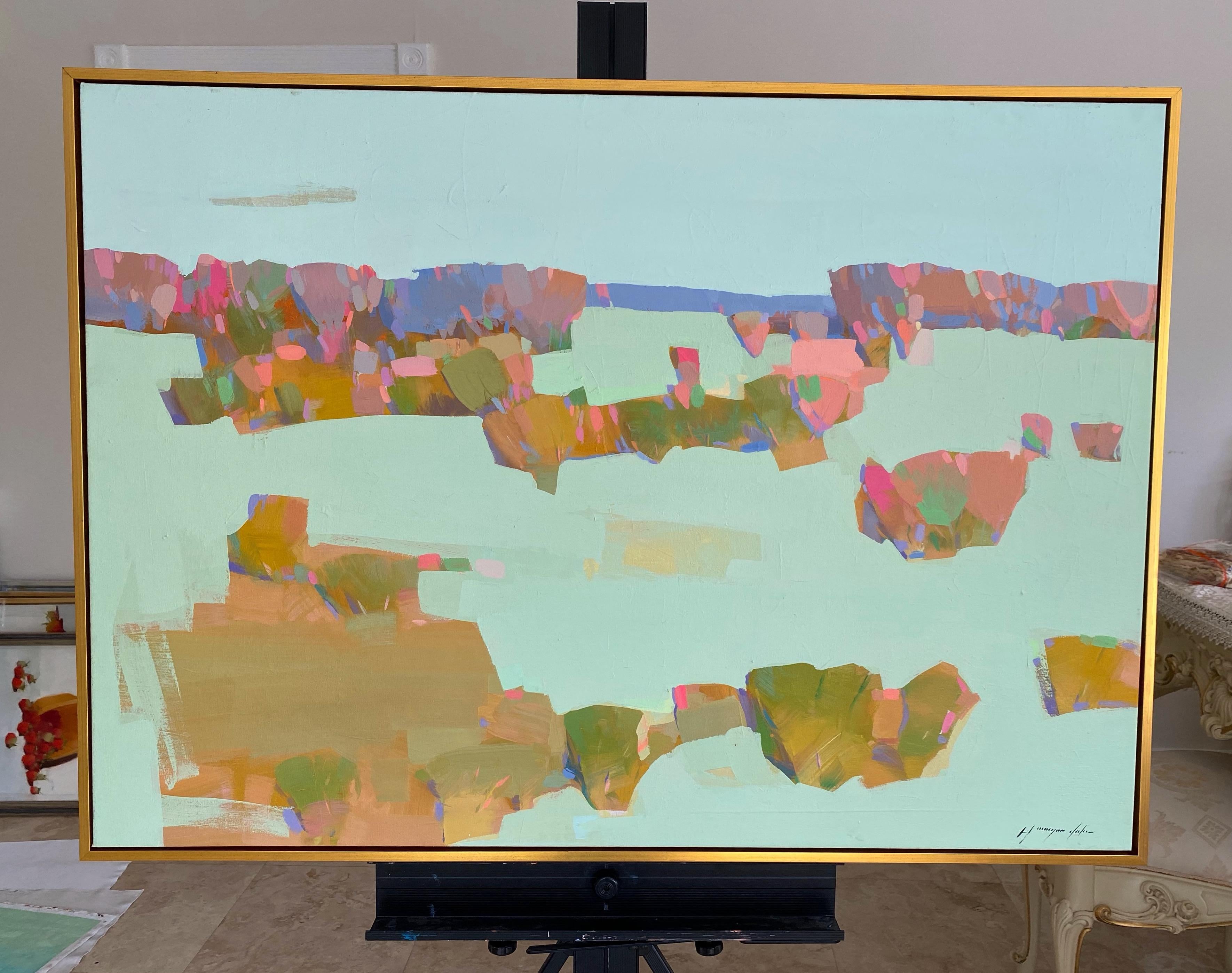 Otoño, Paisaje Impresionismo Pintura al óleo original, Lista para colgar - Painting de Vahe Yeremyan