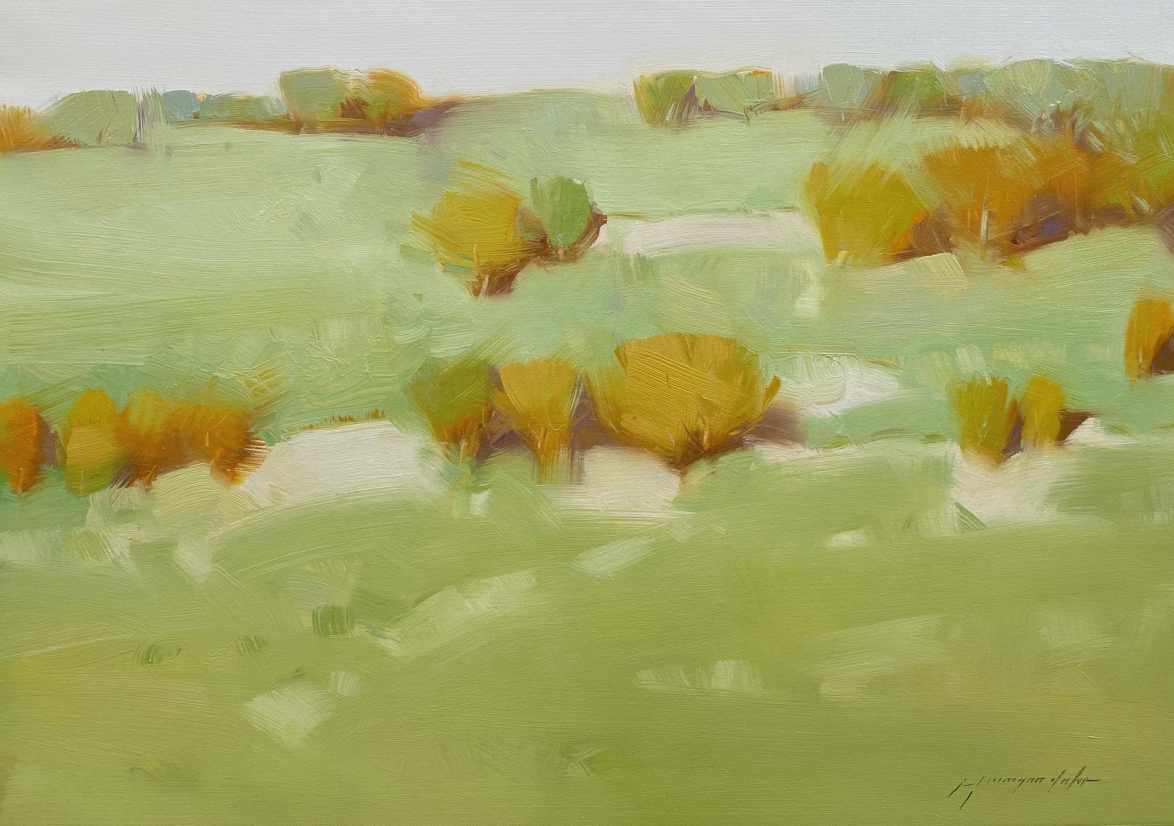 Landscape Painting di Vahe Yeremyan - Tavolozza d'autunno, Impressionismo Pittura ad olio originale, pronta da appendere
