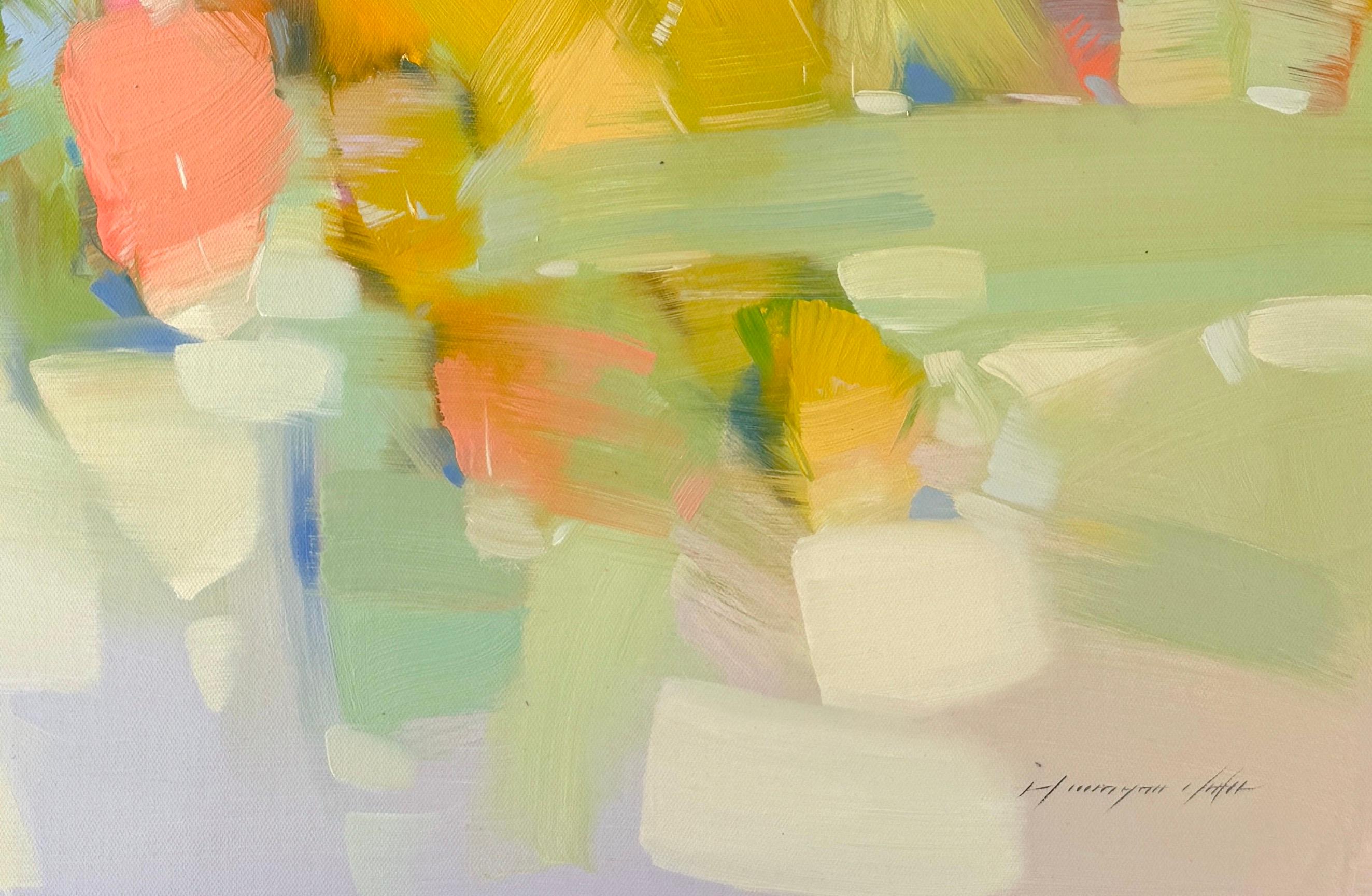 Tavolozza d'autunno, Pittura a olio originale, pronta da appendere - Landscape Painting Grigio di Vahe Yeremyan