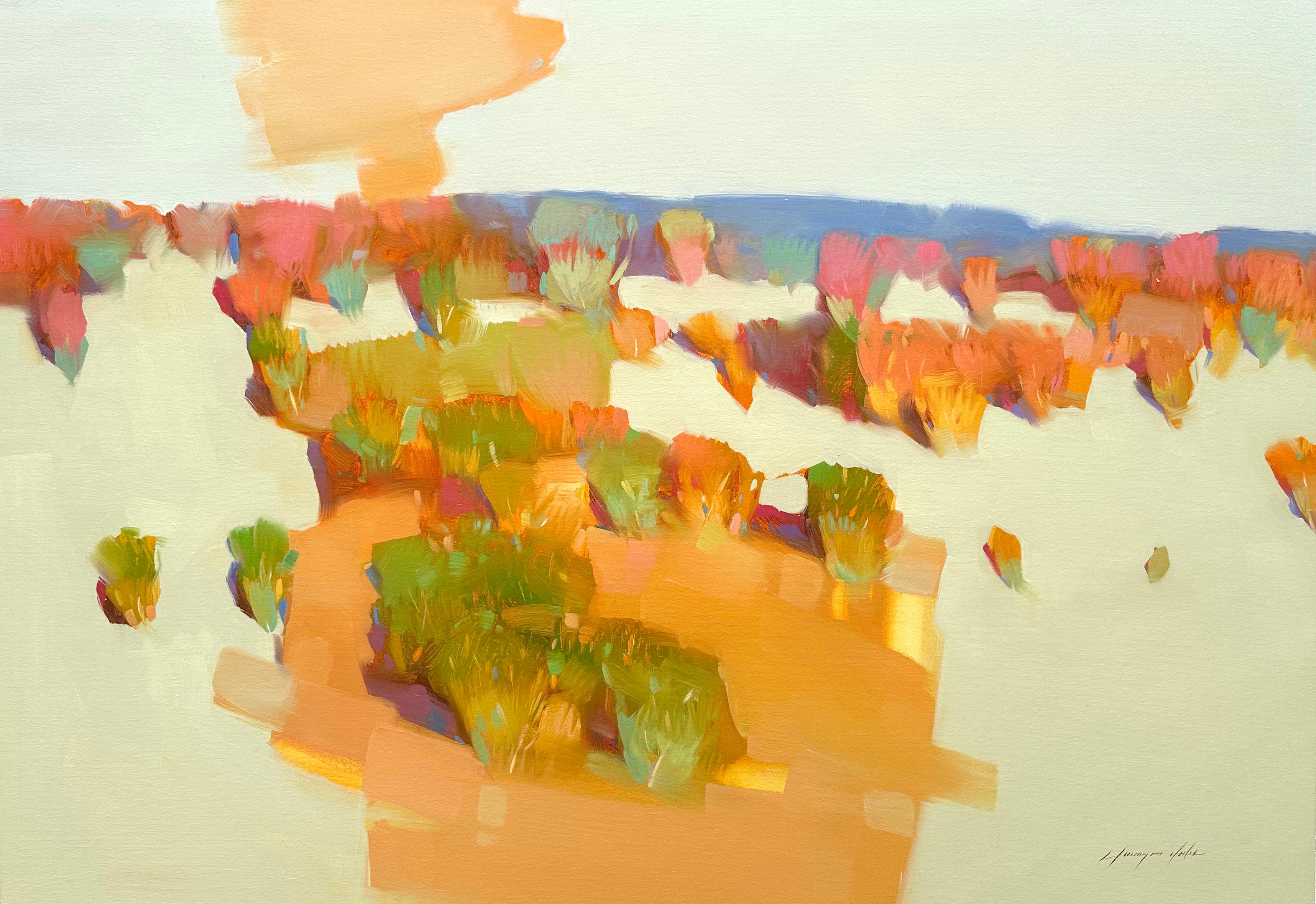 Landscape Painting di Vahe Yeremyan - Valzer d'autunno, Paesaggio astratto, Pittura ad olio originale, pronta da appendere