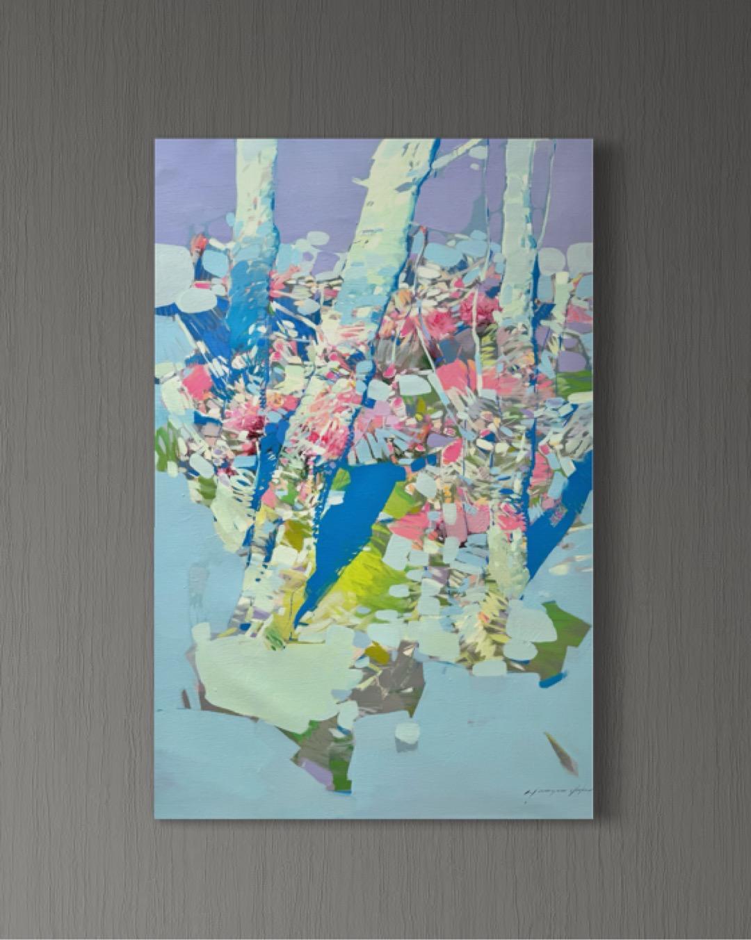 Risveglio nel boschetto Impressionismo Pittura ad olio originale pronta da appendere - Painting di Vahe Yeremyan
