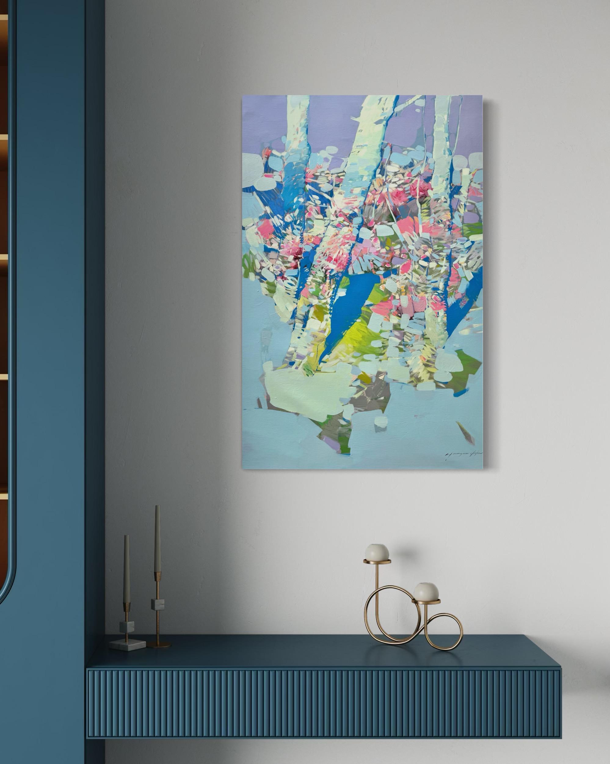 Risveglio nel boschetto Impressionismo Pittura ad olio originale pronta da appendere in vendita 1