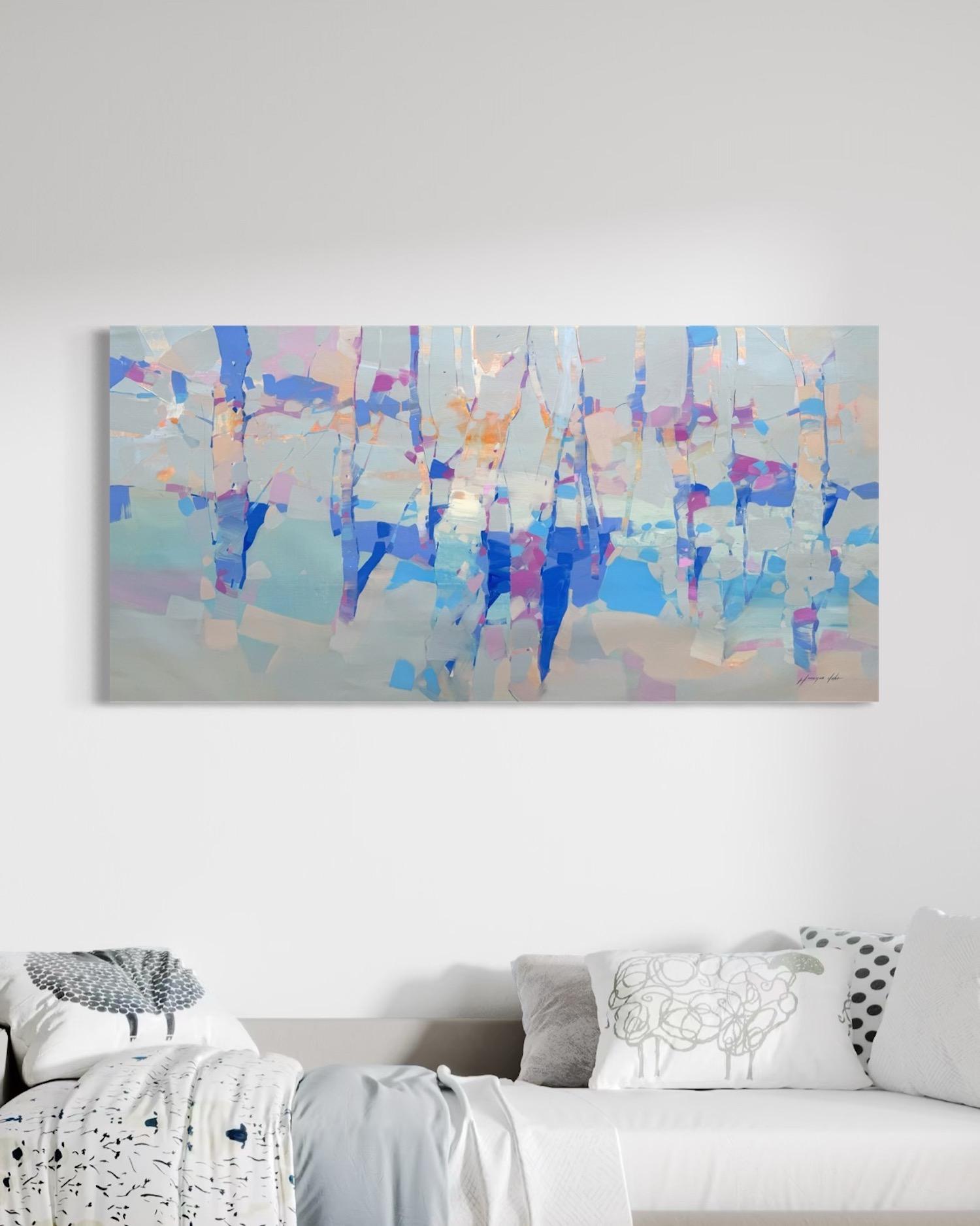 Azure Grove Landscape Impressionism Original oil Painting, Ready to Hang For Sale 1